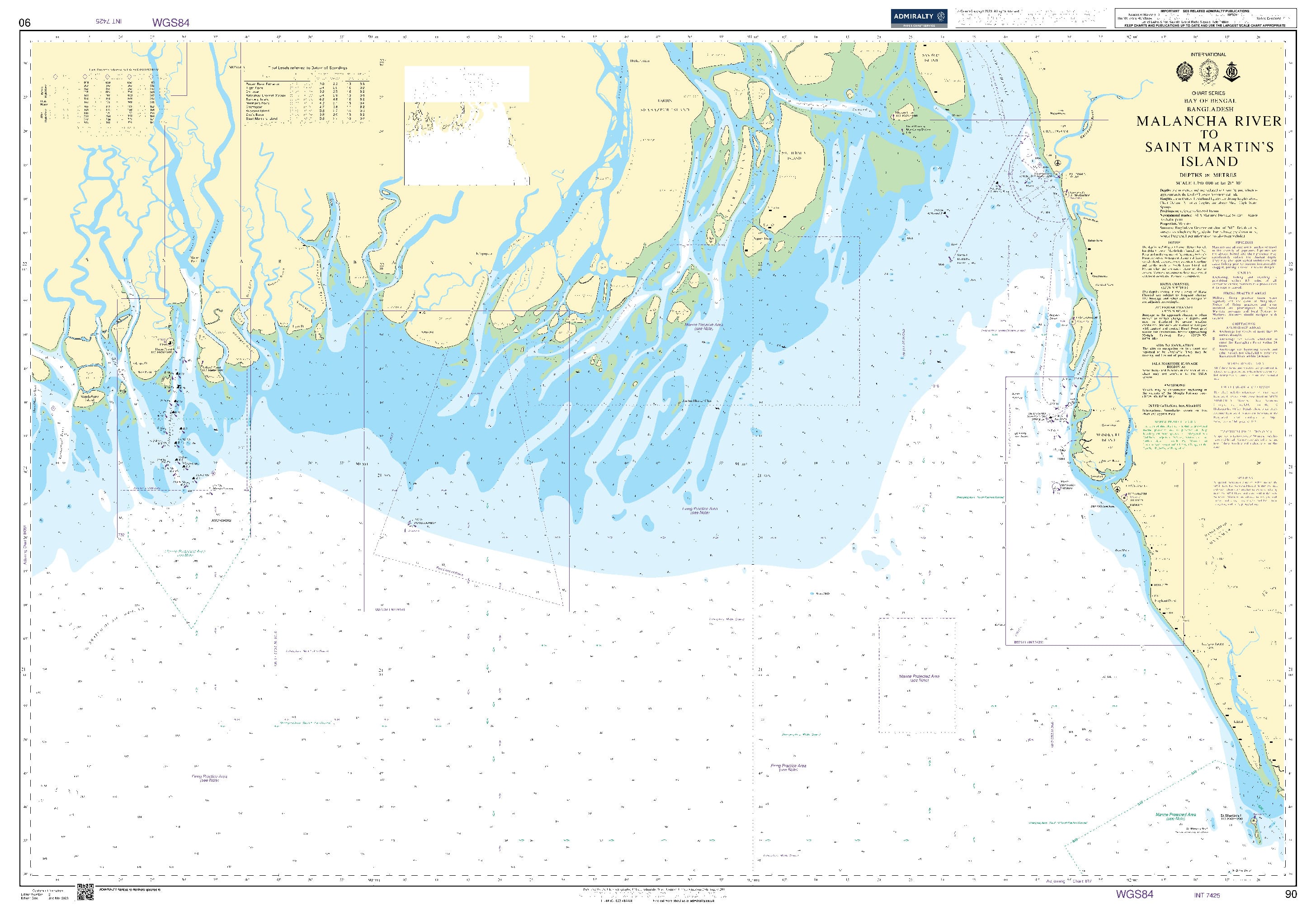 British Admiralty Nautical Chart 90: Malancha River to Saint Martin's Island