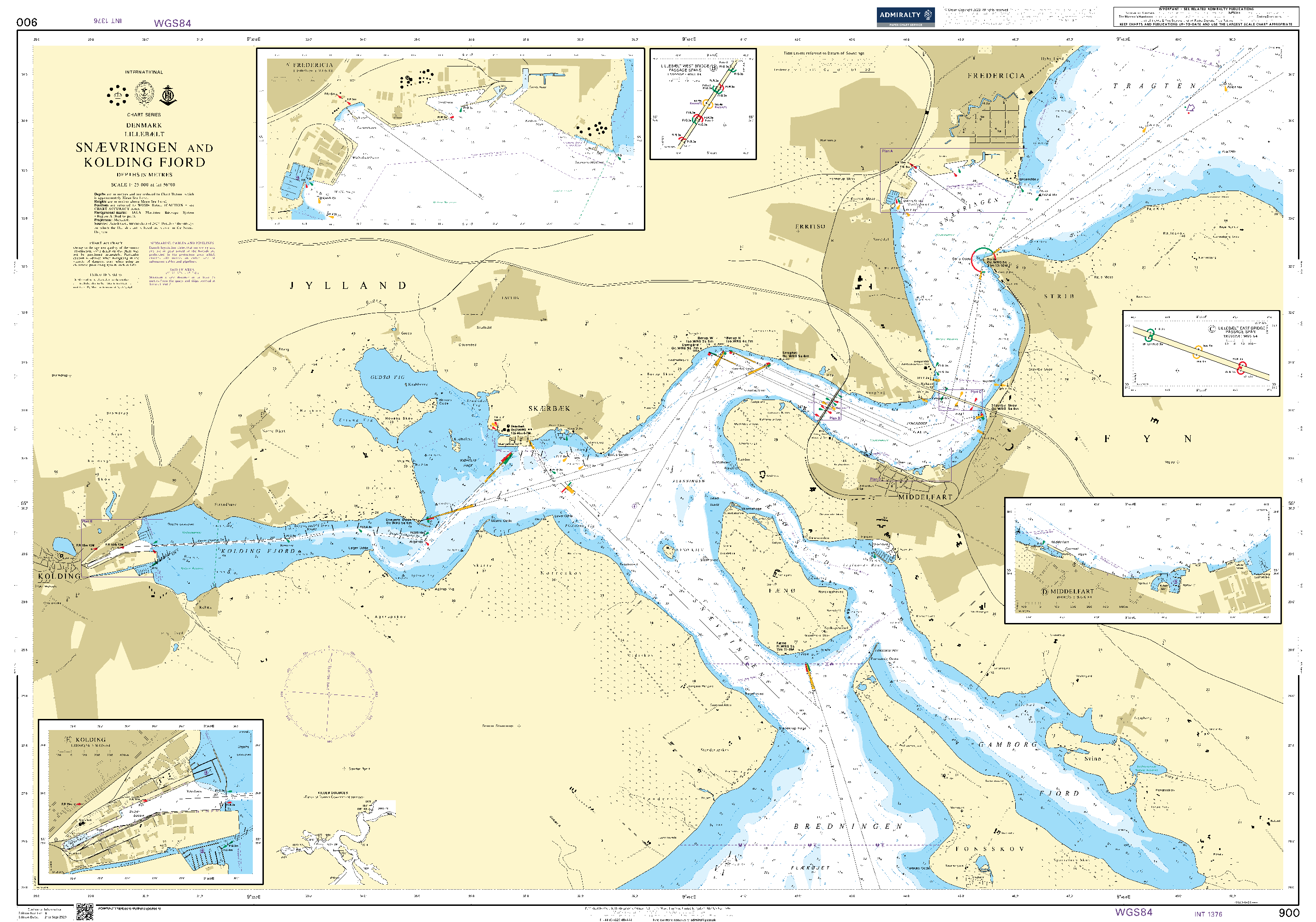 British Admiralty Nautical Chart 900: Denmark, Lillebælt, Snævringen and Kolding Fjord