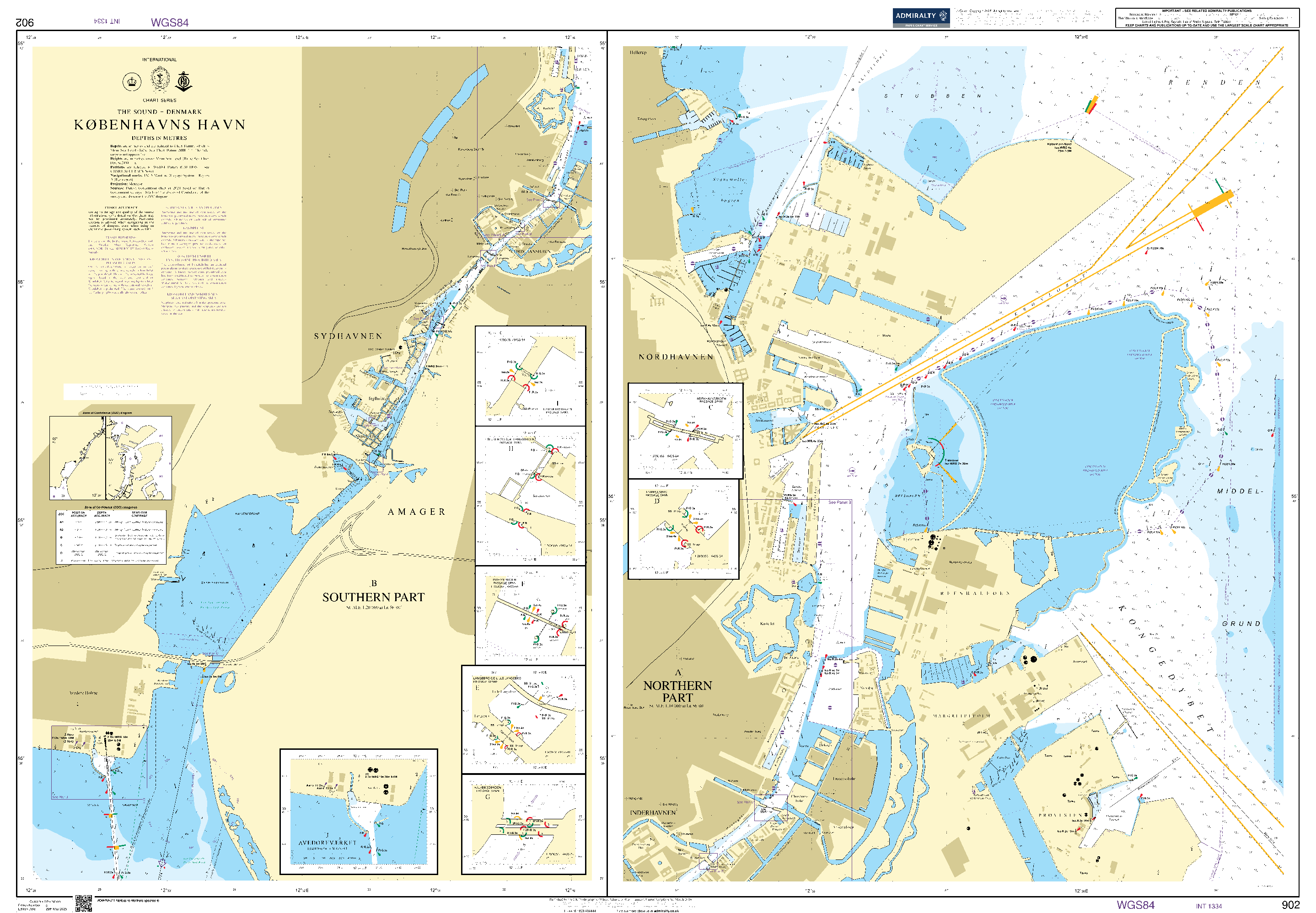 British Admiralty Nautical Chart 902: The Sound – Denmark, Københavns Havn