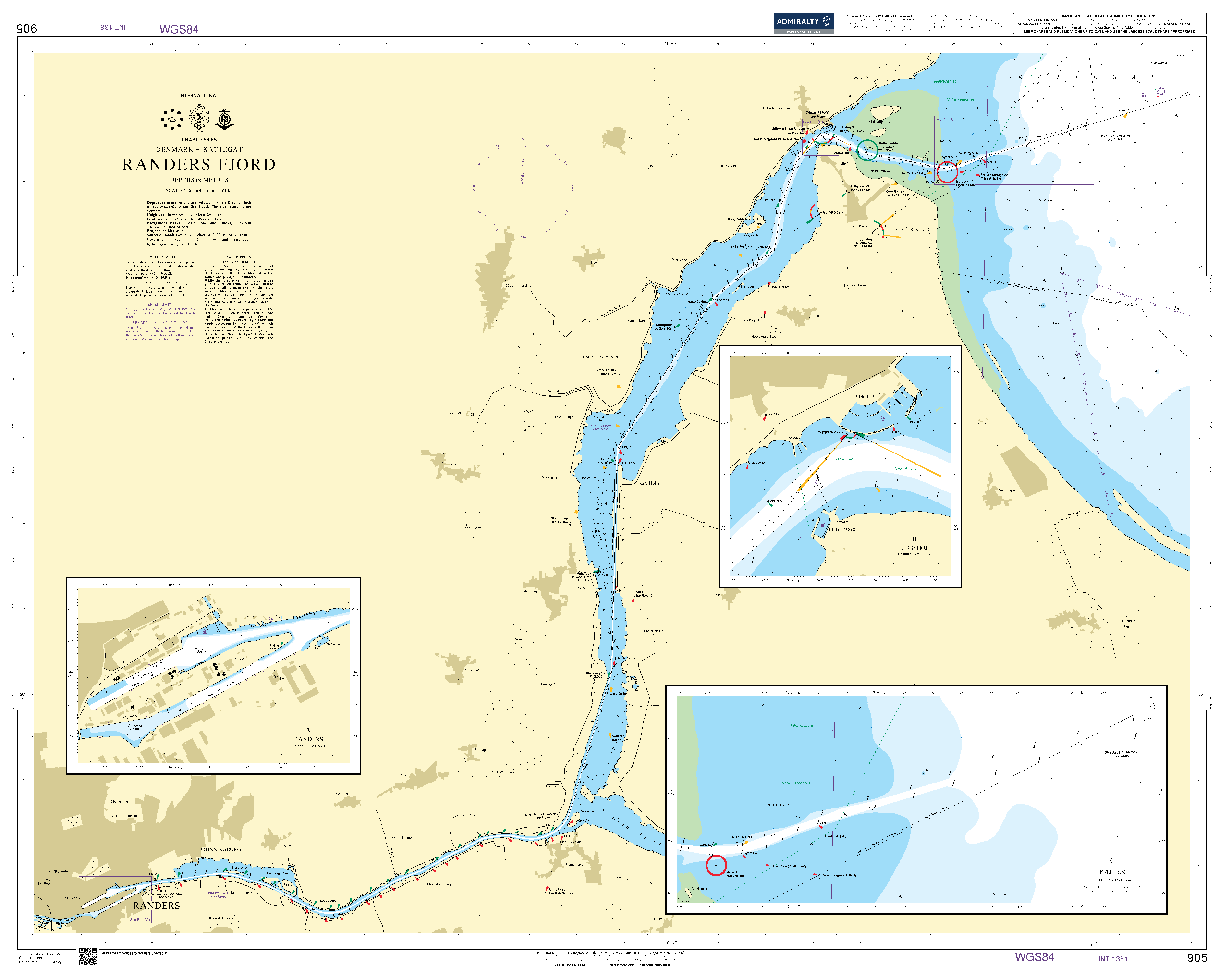 British Admiralty Nautical Chart 905: Denmark – Kattegat, Randers Fjord