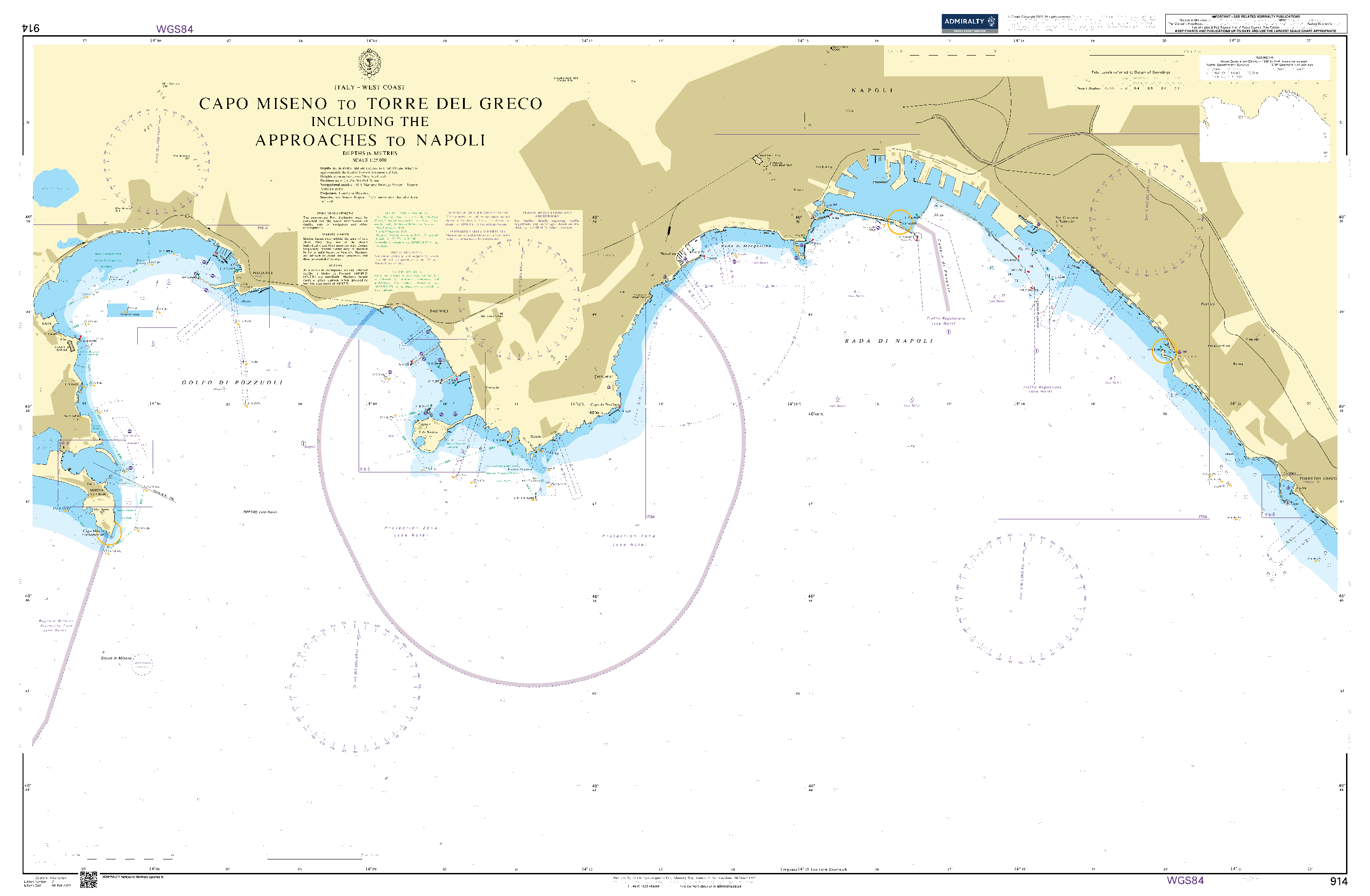 British Admiralty Nautical Chart 914: Capo Miseno to Torre del Greco including the approaches to Napoli