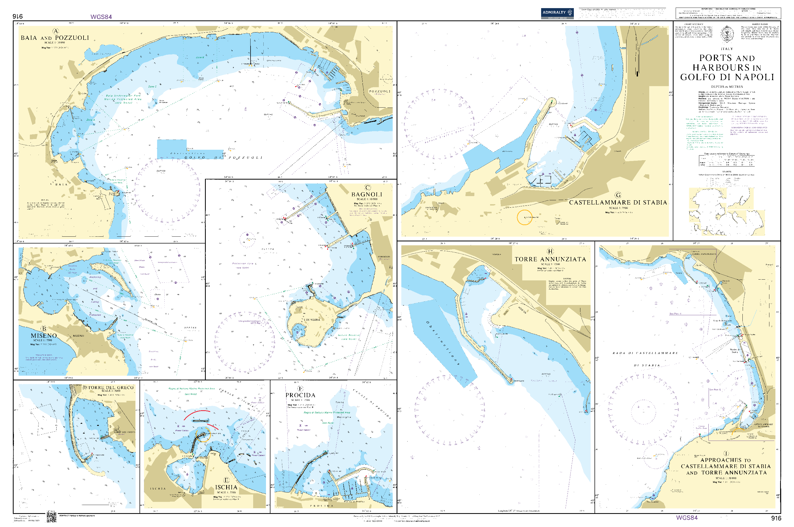 British Admiralty Nautical Chart 916: Italy, Ports and Harbours in Golfo di Napoli