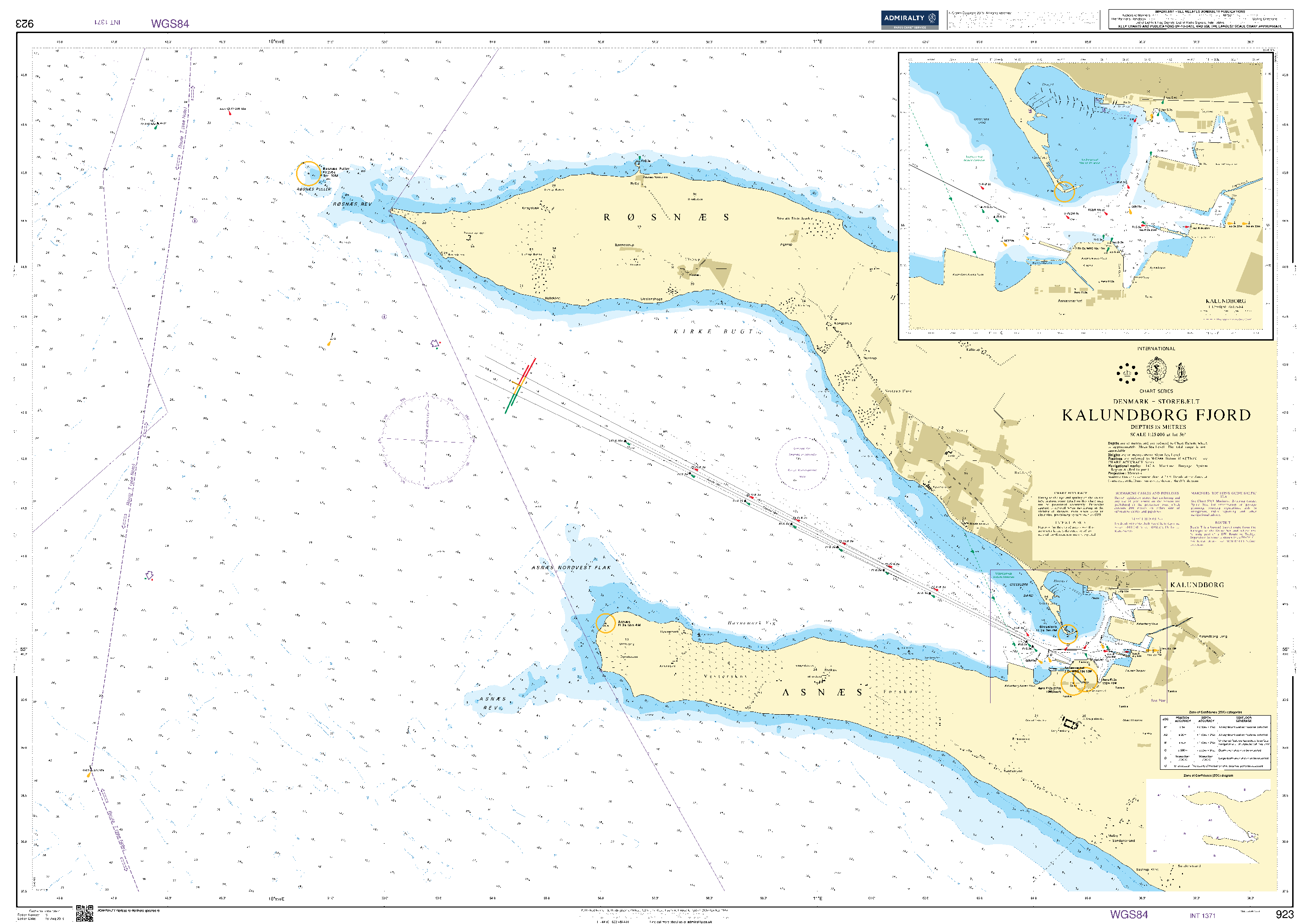 British Admiralty Nautical Chart 923: Denmark – Storebælt, Kalundborg Fjord