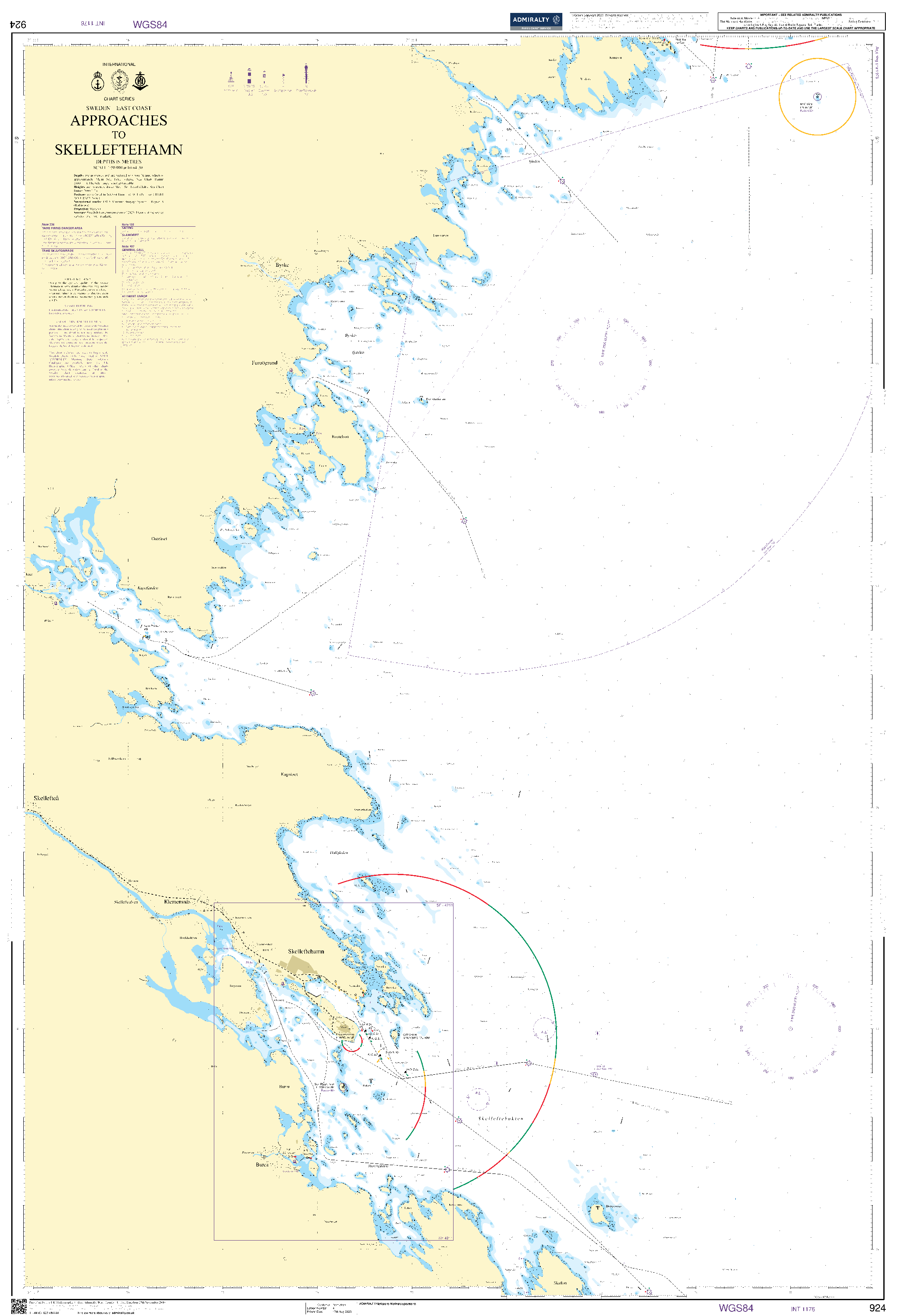 British Admiralty Nautical Chart 924: Approaches to Skelleftehamn