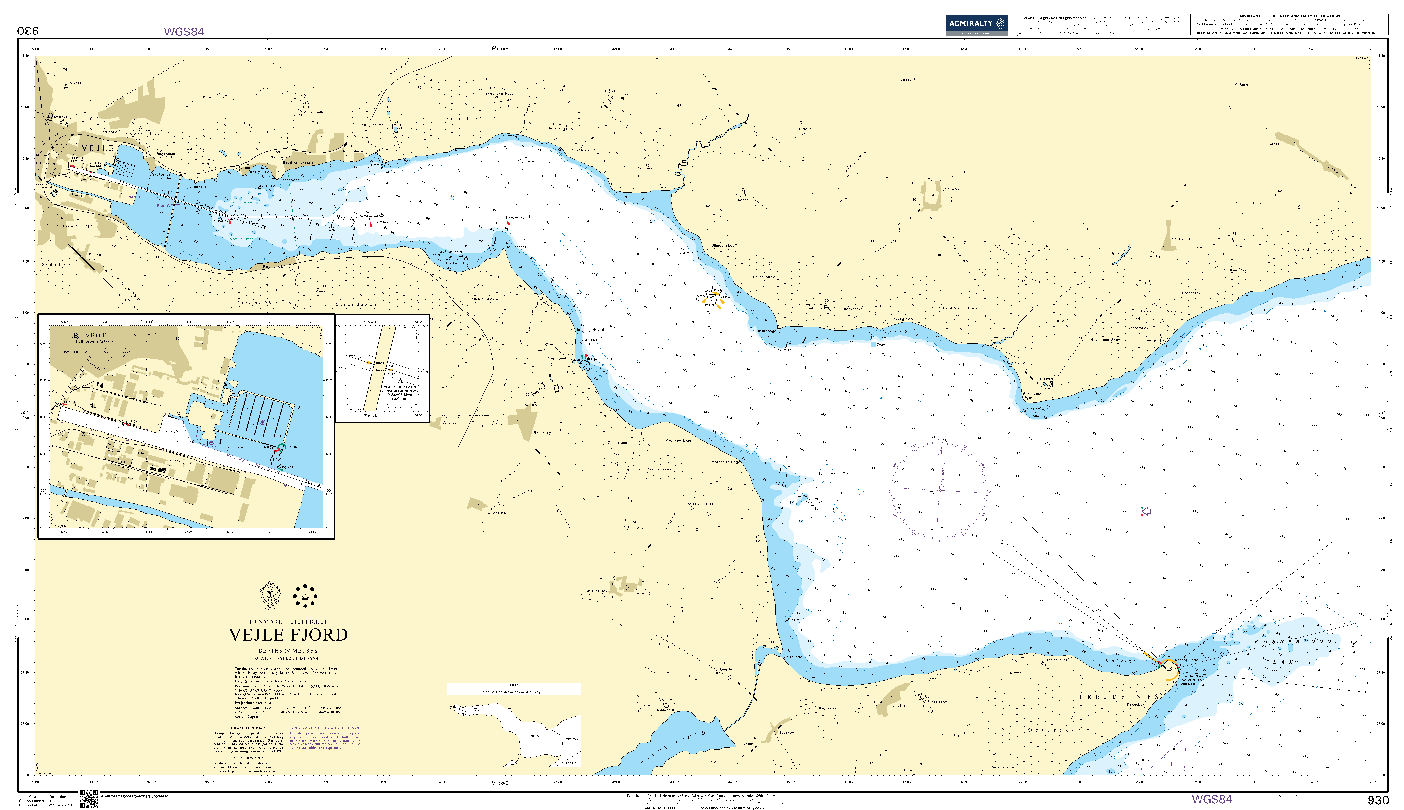 British Admiralty Nautical Chart 930: Denmark – Lillebælt, Vejle Fjord