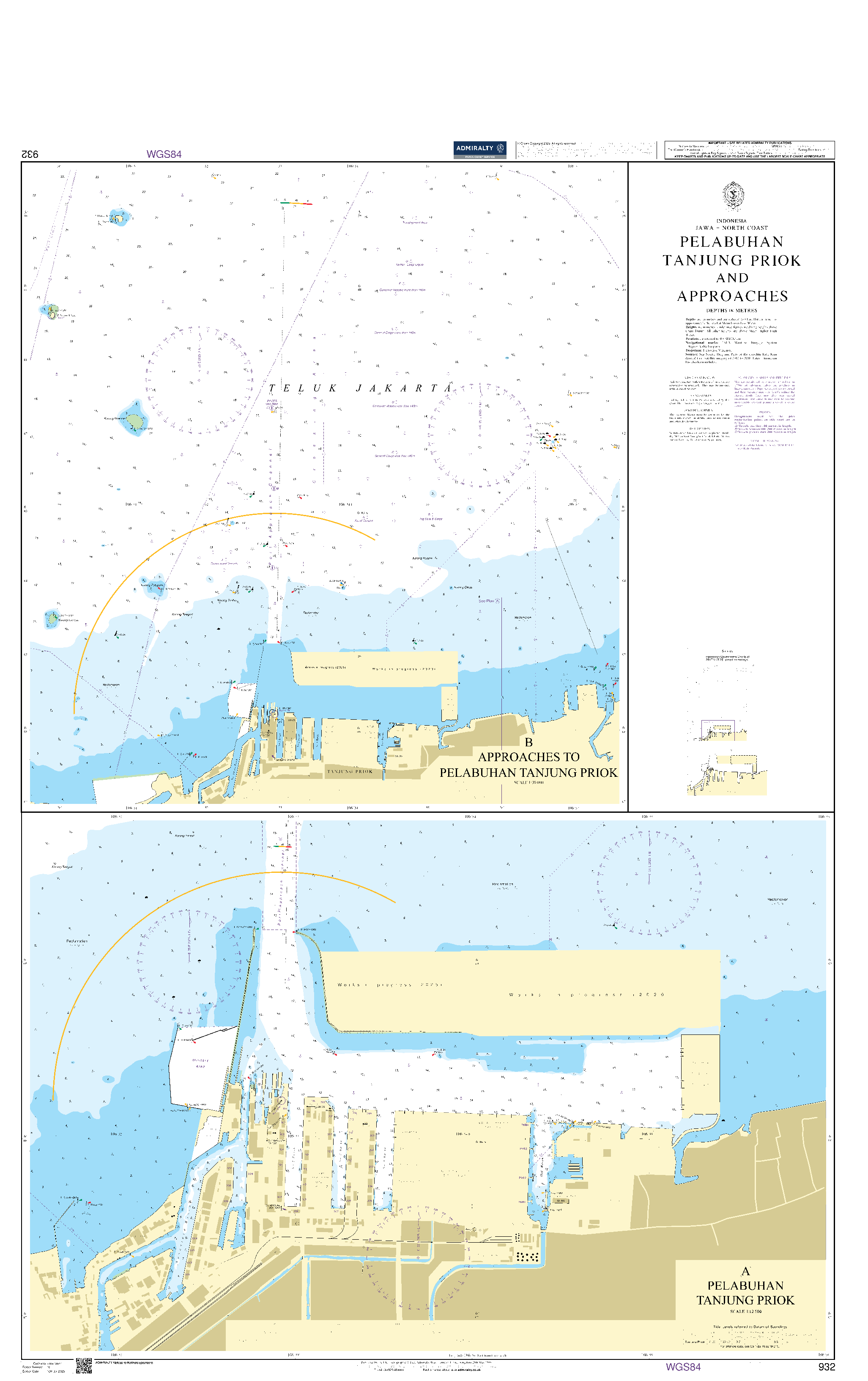 British Admiralty Nautical Chart  932: Indonesia, Jawa - North Coast, Pelabuhan Tanjungpriok and Approaches
