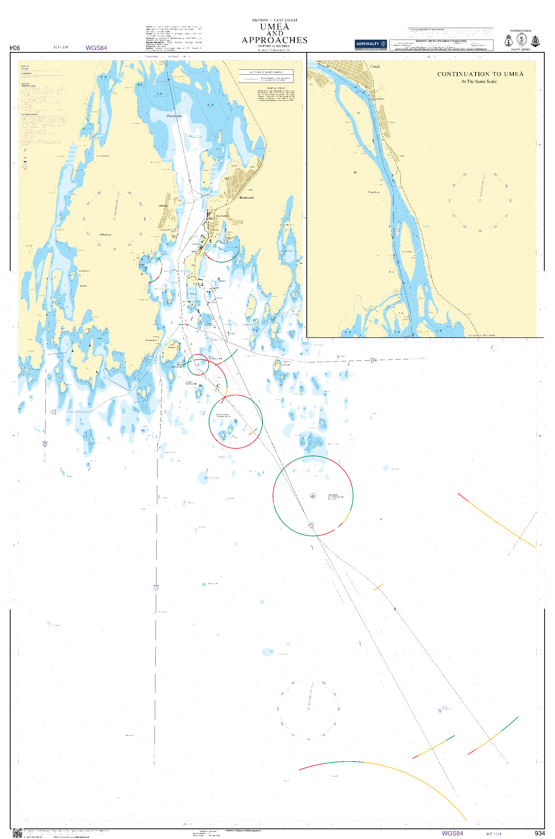 British Admiralty Nautical Chart 934: Sweden - East Coast, Umeå and Approaches