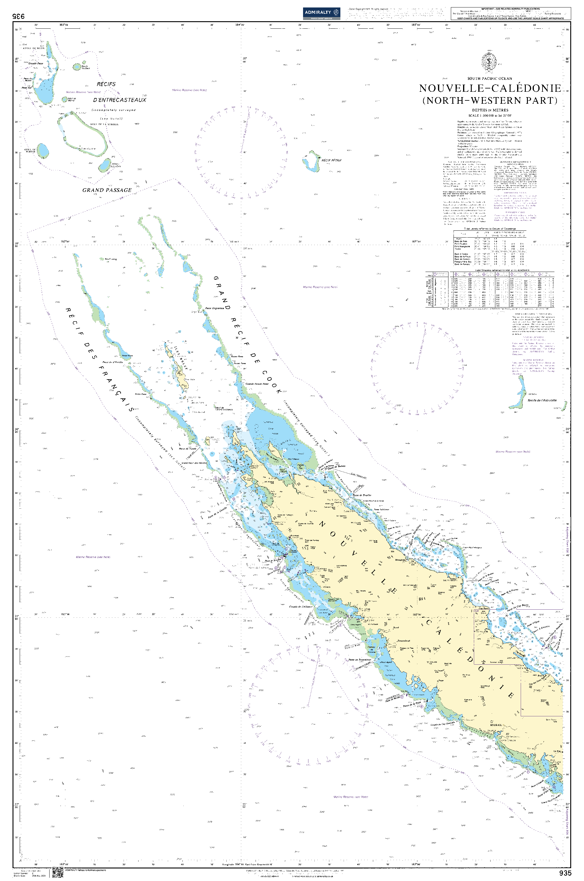 British Admiralty Nautical Chart 935: Nouvelle-Caledonie (North-western part)