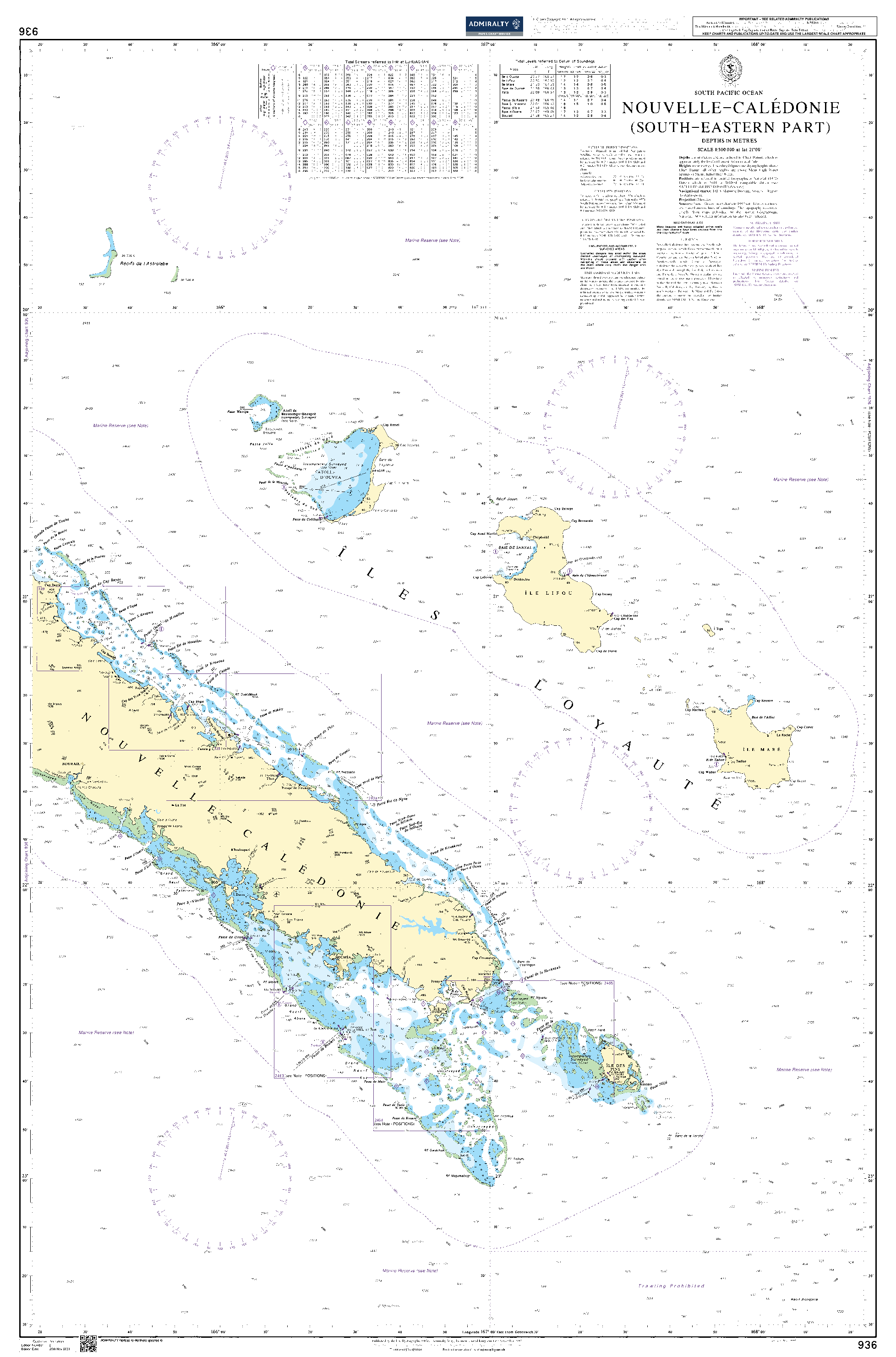 British Admiralty Nautical Chart 936: Nouvelle-Caledonie (South-eastern part)