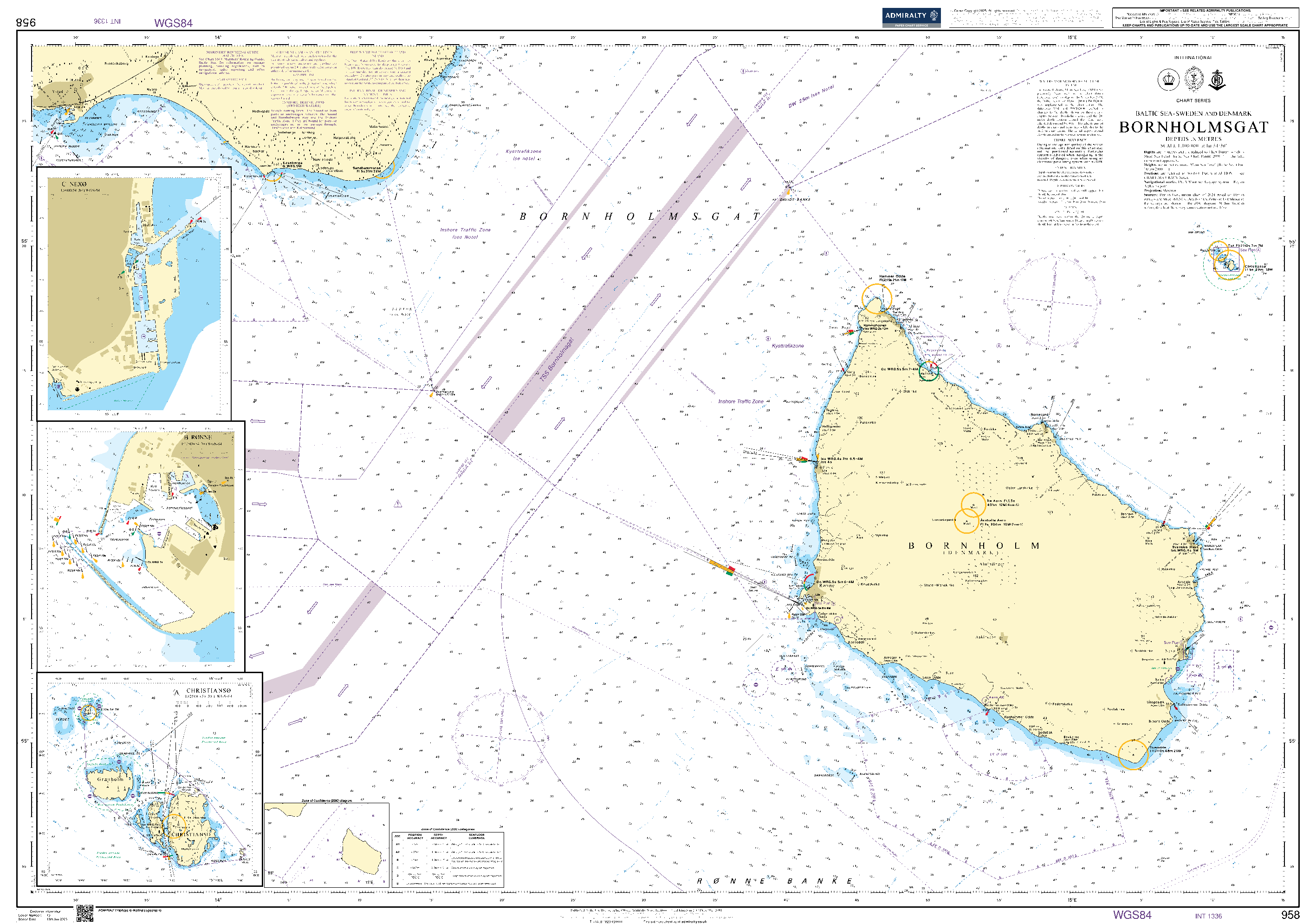 British Admiralty Nautical Chart 958: Baltic Sea - Sweden and Denmark, Bornholmsgat