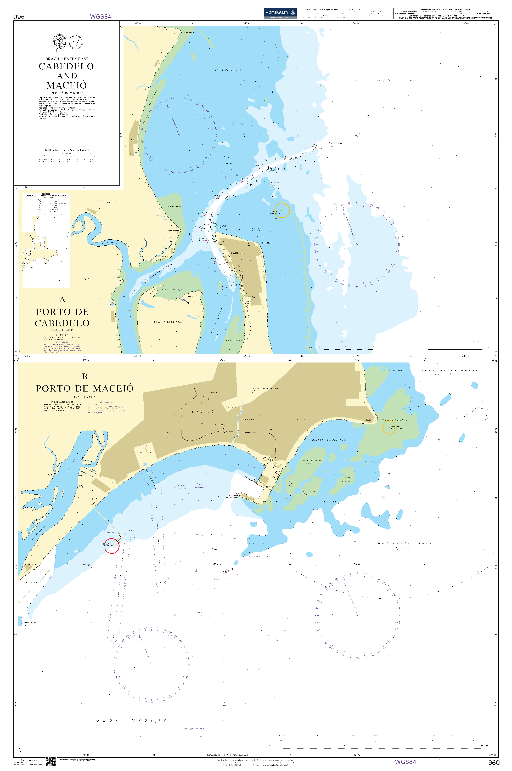 British Admiralty Nautical Chart 960: Brazil – East Coast, Cabedelo and Maceió