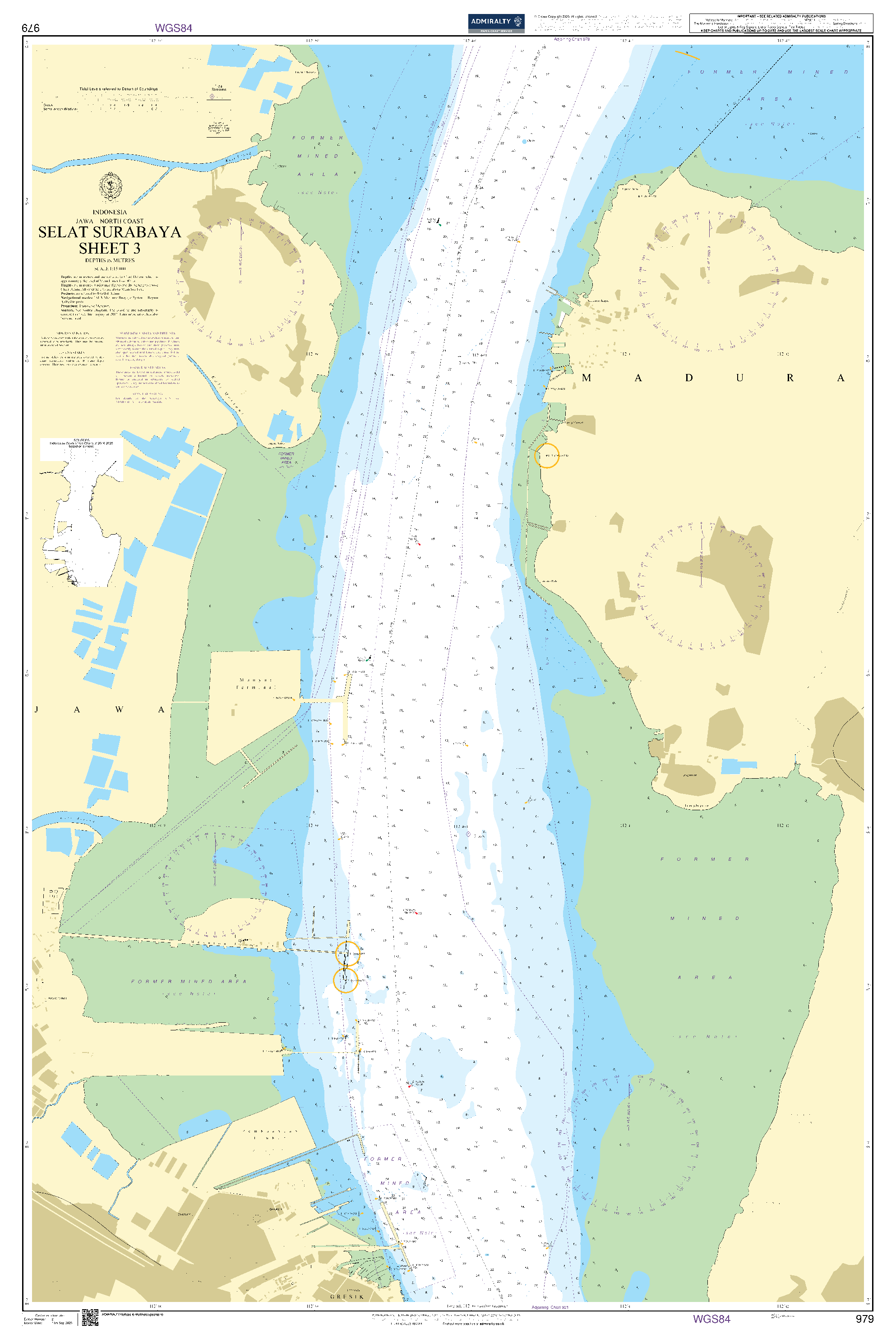 British Admiralty Nautical Chart 979: Selat Surabaya Sheet 3