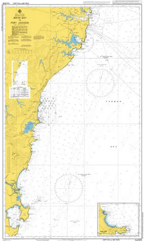 British Admiralty Nautical Chart AUS808: Australia - East Coast - New South Wales - Jervis Bay to Port Jackson