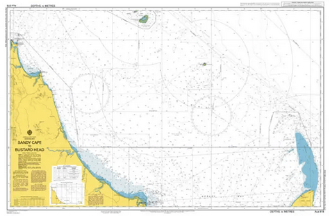 British Admiralty Nautical Chart AUS818: Australia - East Coast - Queensland - Sandy Cape to Bustard Head