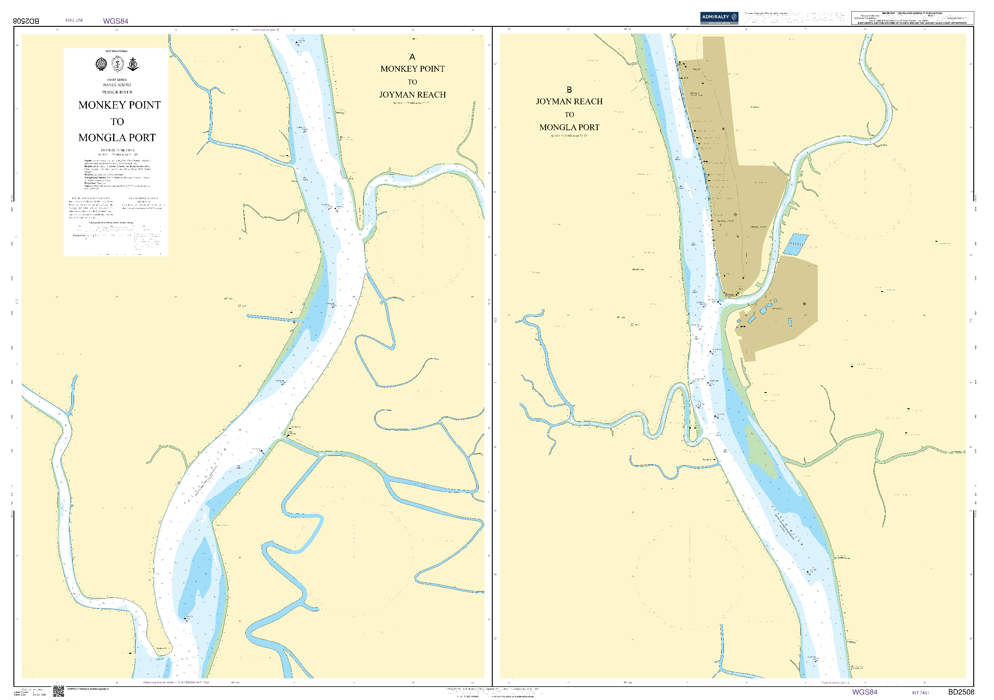 British Admiralty Nautical Chart BD2508: Monkey Point to Mongla Port