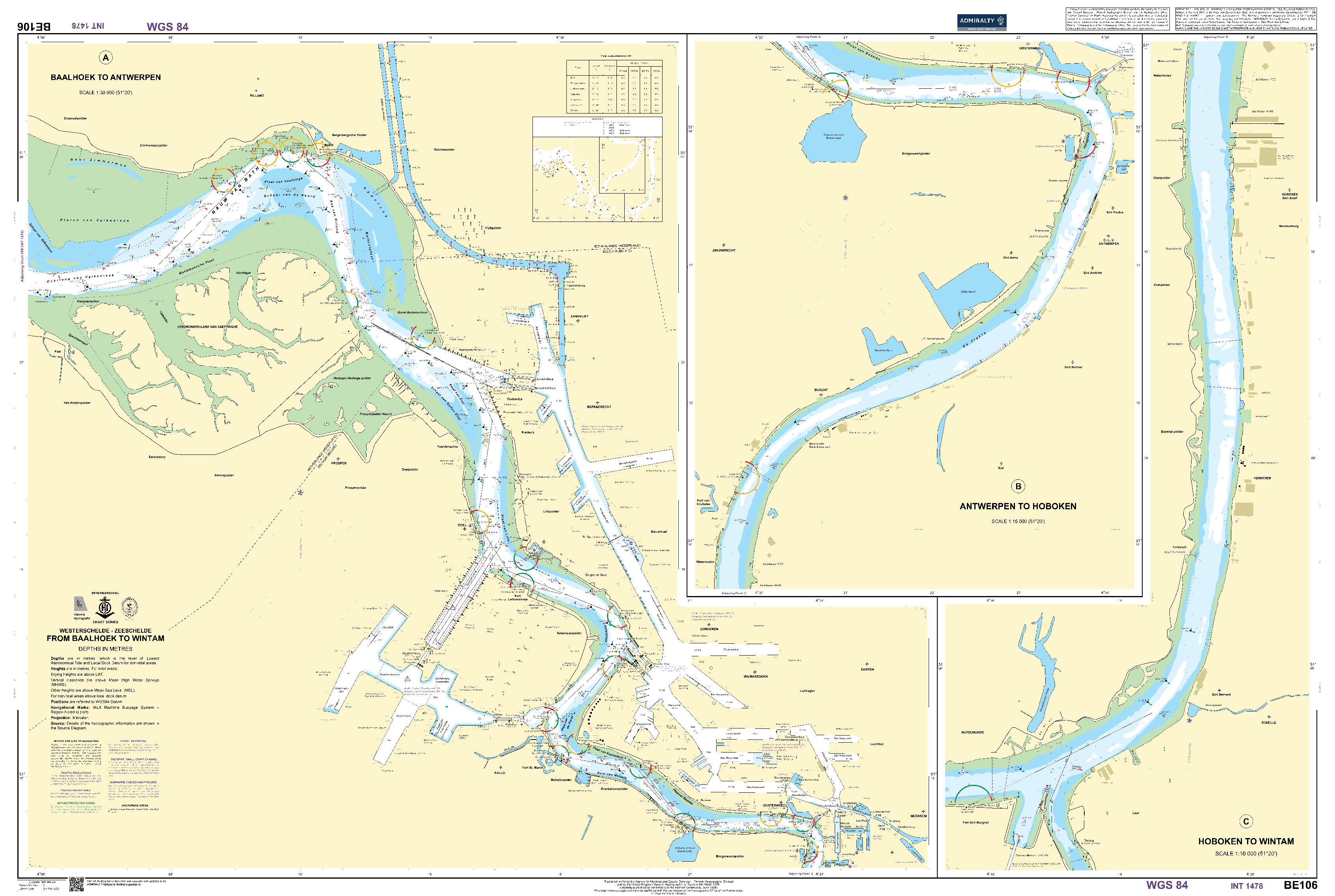 British Admiralty Nautical Chart BE106: From Baalhoek to Wintam