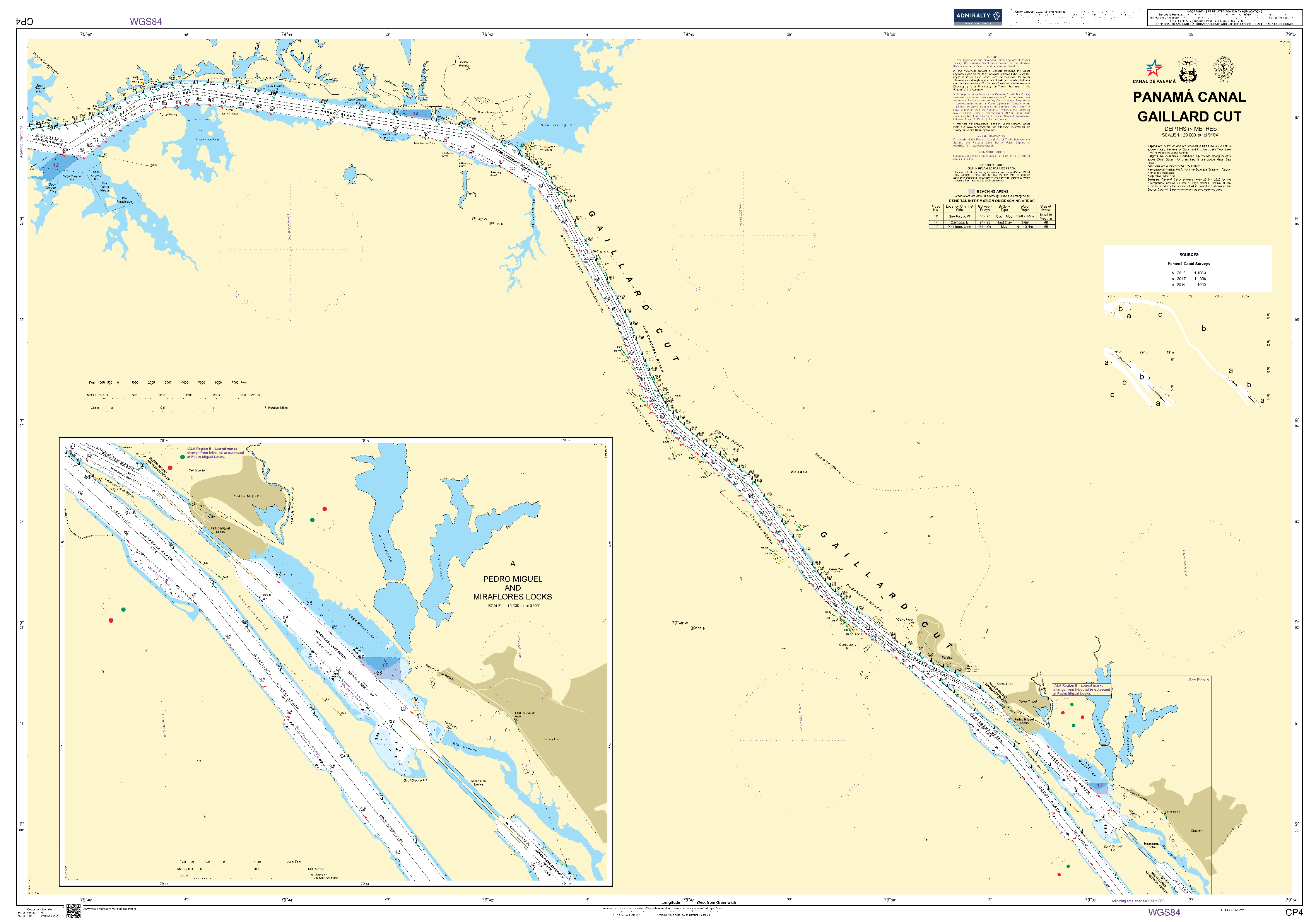 British Admiralty Nautical Chart CP4: Panama Canal Gaillard Cut