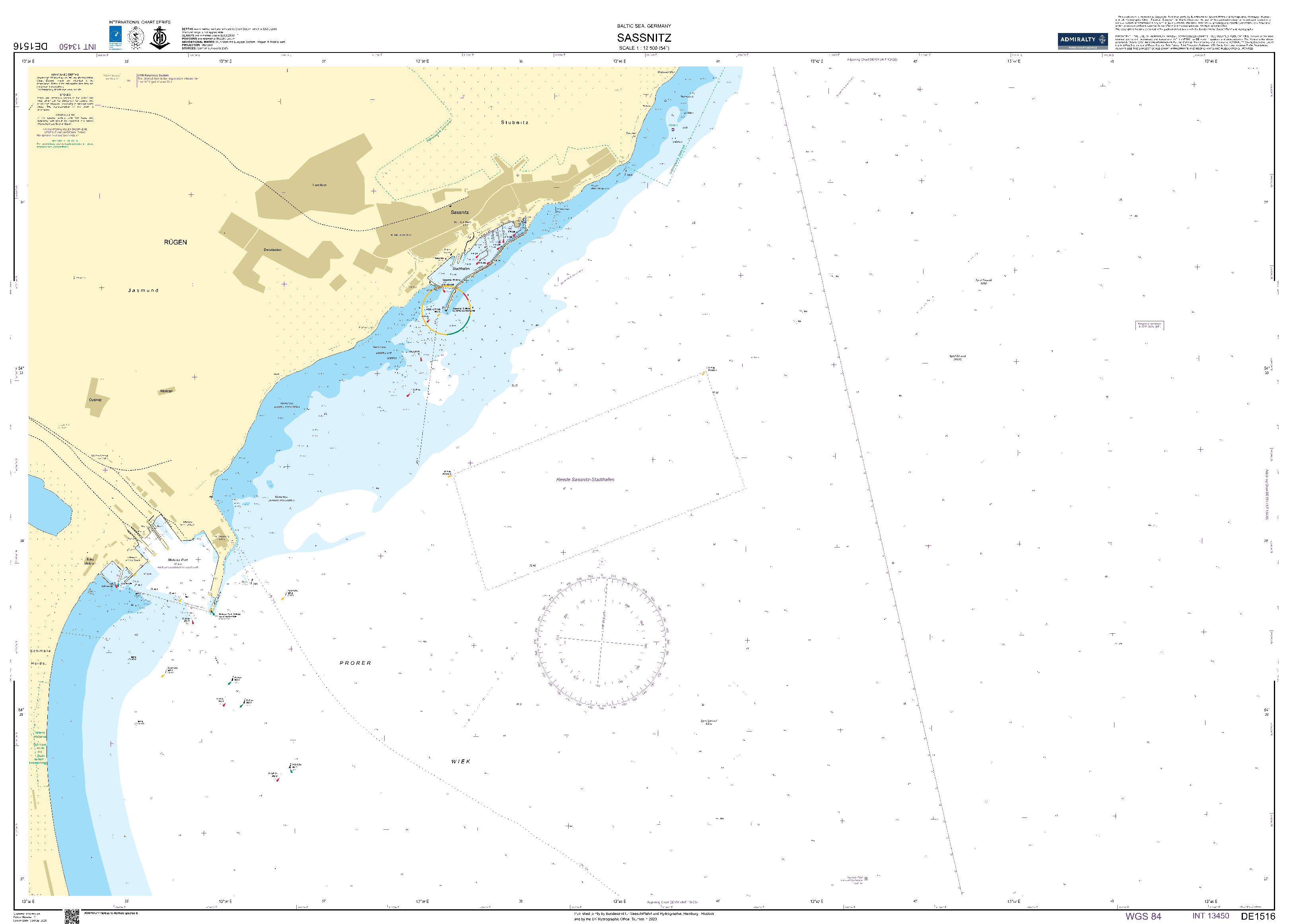 British Admiralty Nautical Chart DE 1516: Sassnitz