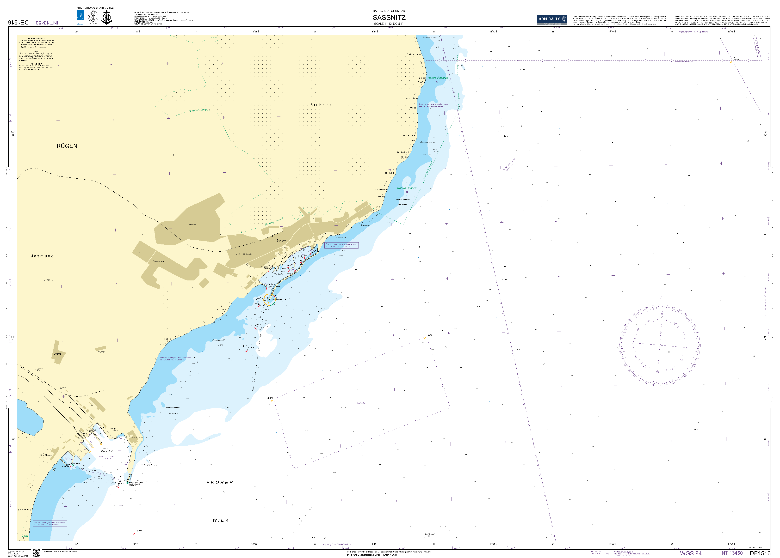 British Admiralty Nautical Chart DE 1516: Sassnitz