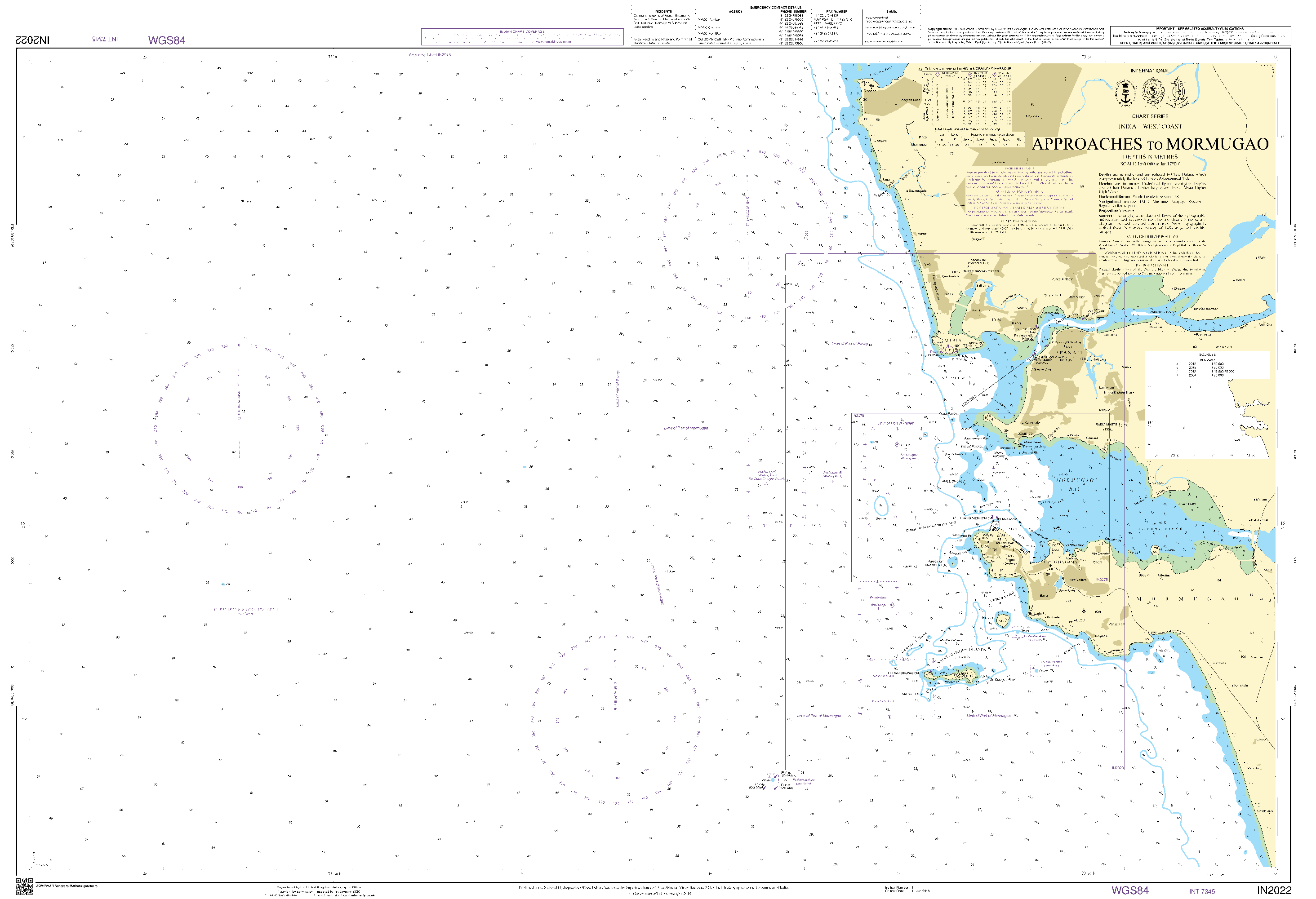 British Admiralty Nautical Chart IN2022: Approaches to Mormugao