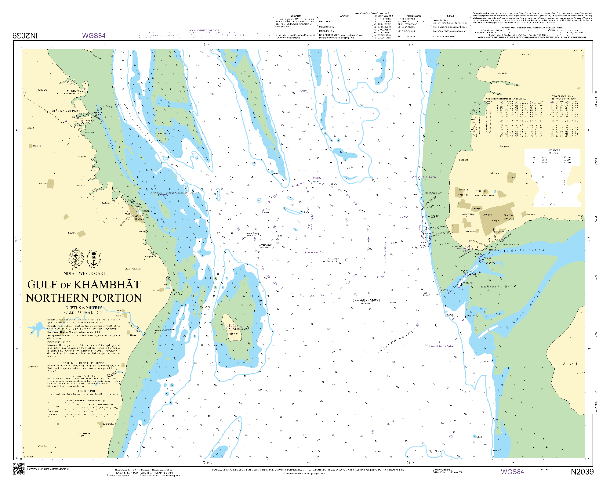 British Admiralty Nautical Chart IN2039: Gulf of Khambhat Northern Portion