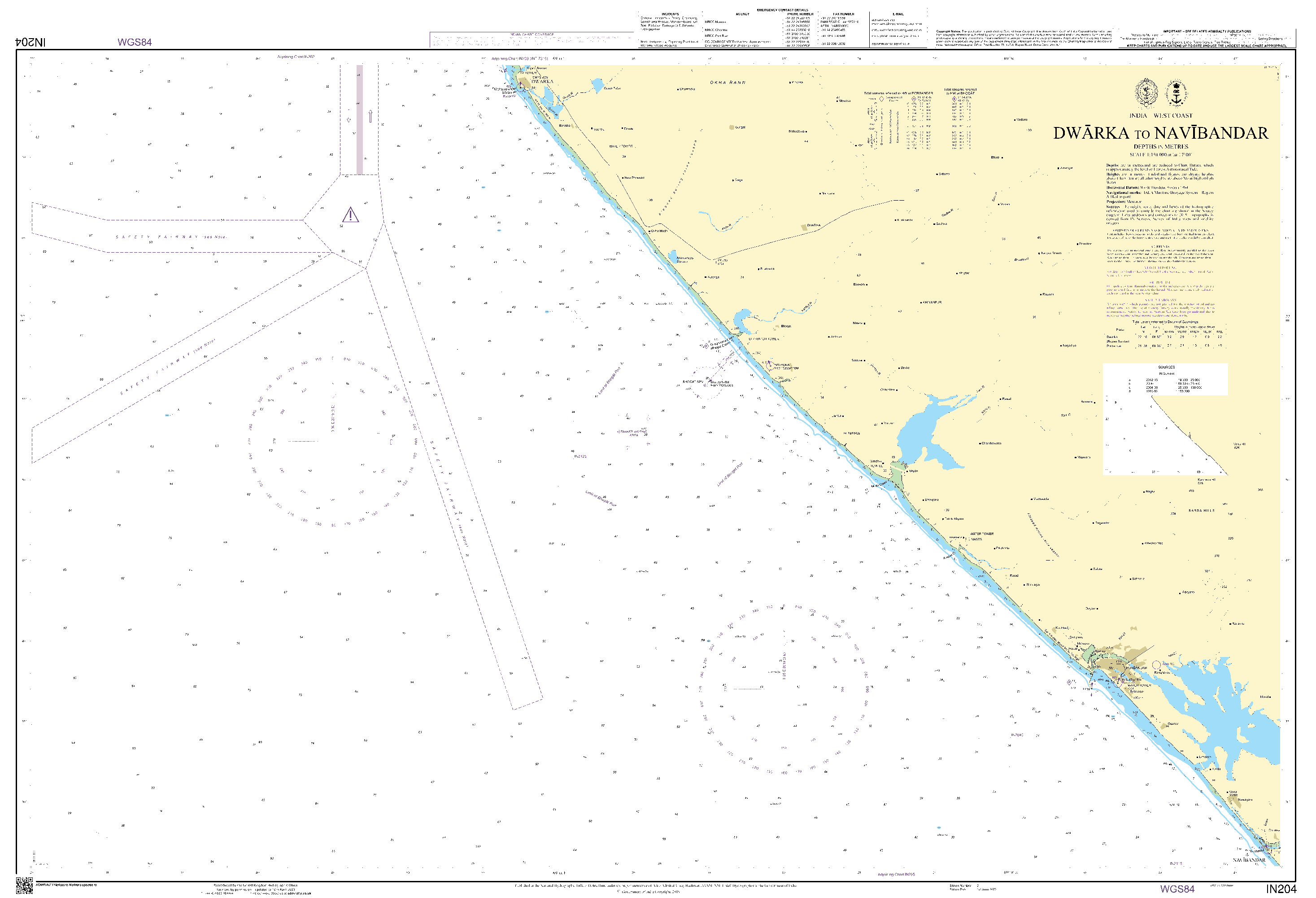 British Admiralty Nautical Chart IN204: Dwarka to Navibandar
