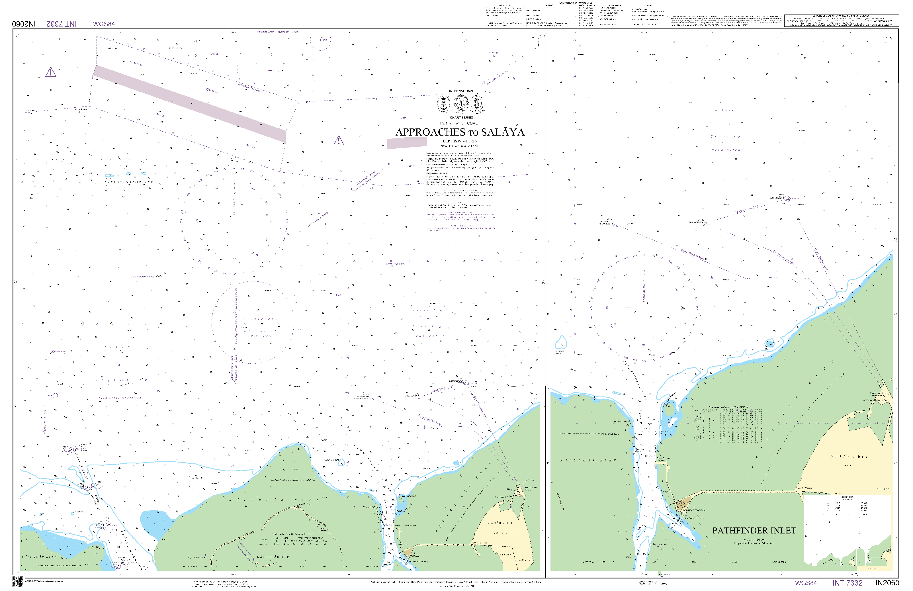 British Admiralty Nautical Chart IN2060: Approaches to Salaya