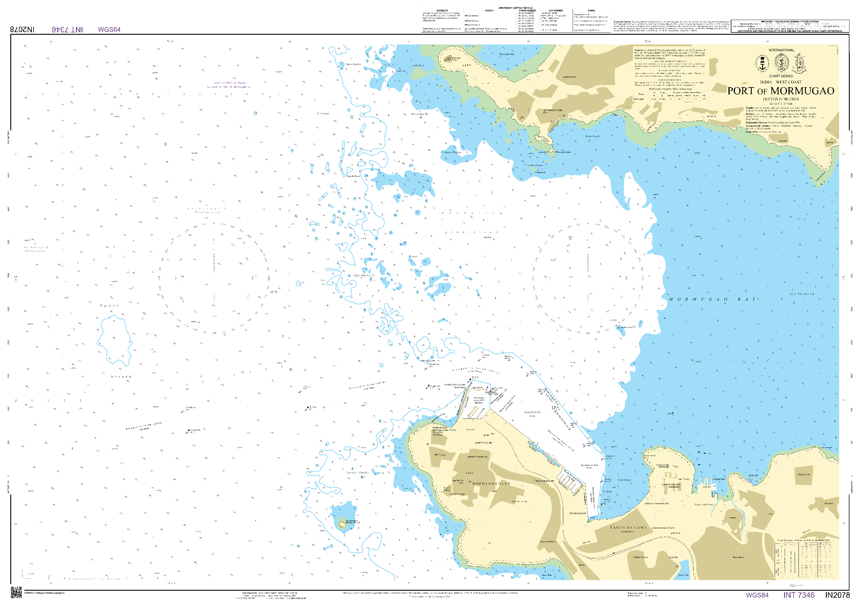 British Admiralty Nautical Chart IN2078: Port of Mormugao