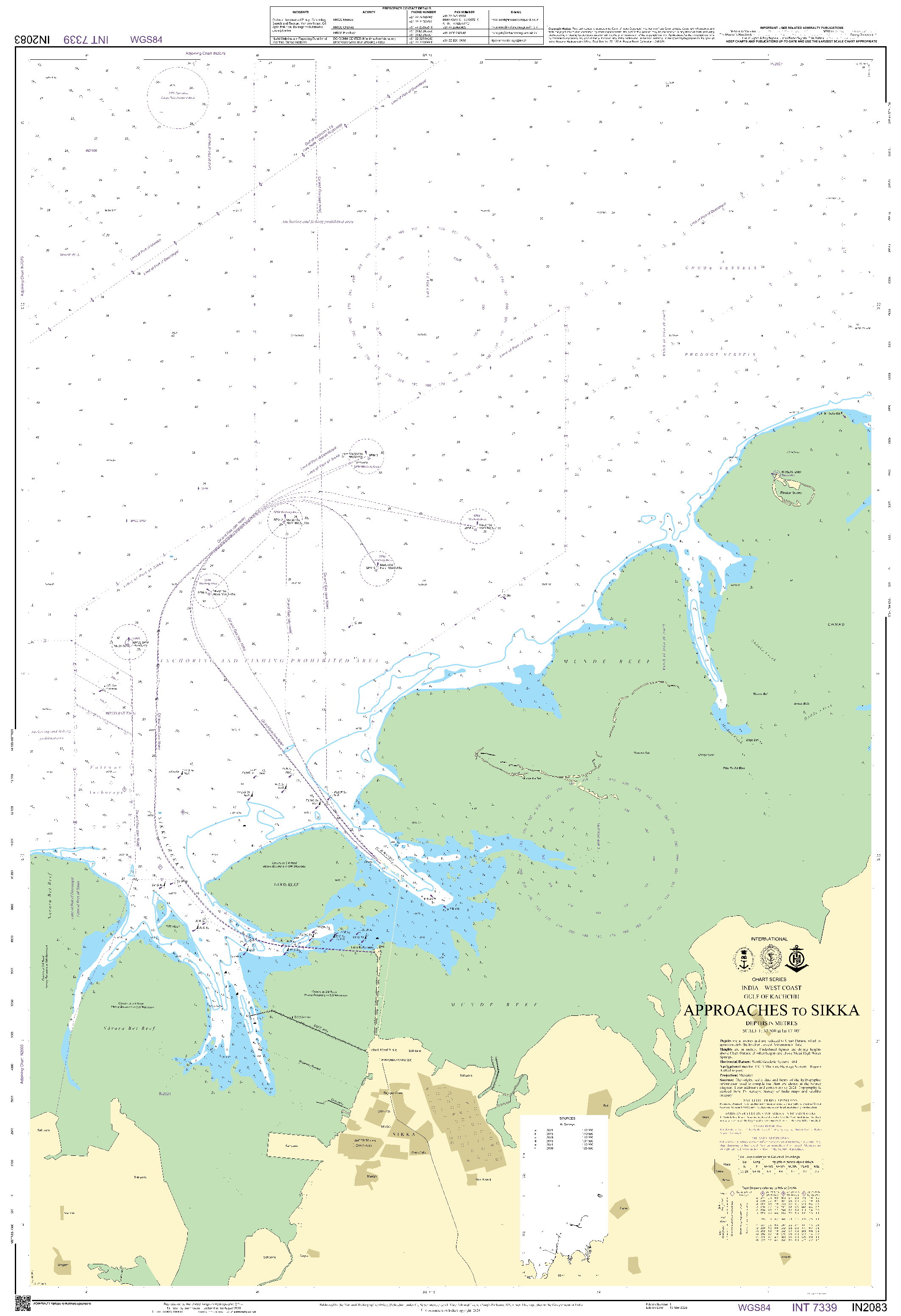 British Admiralty Nautical Chart IN2083: Approaches to Sikka