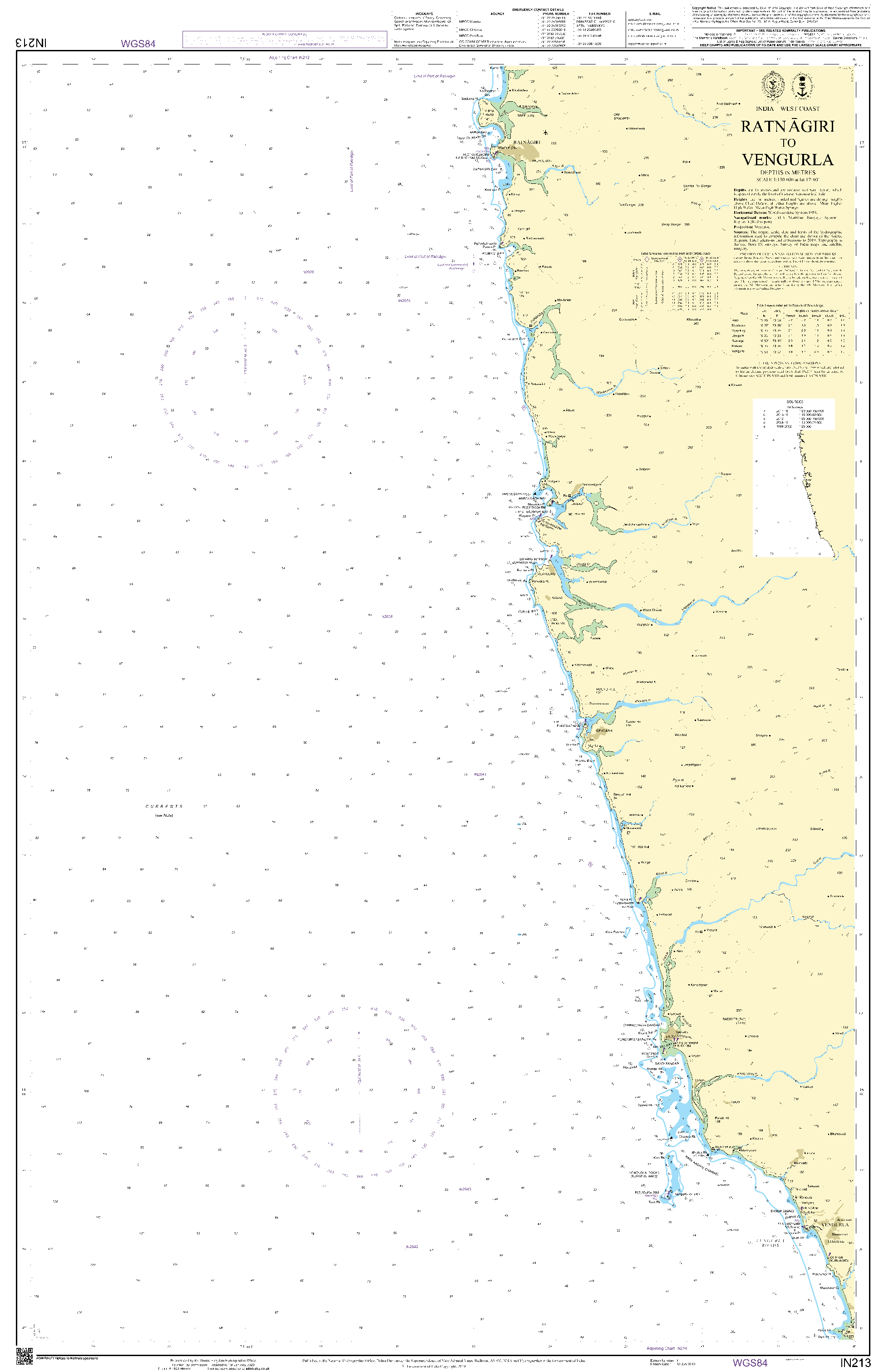 British Admiralty Nautical Chart IN213: Ratnagiri to Vengurla