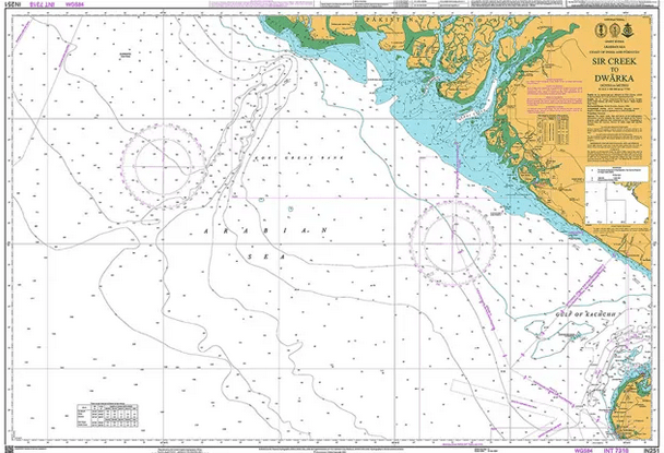 British Admiralty Nautical Chart IN251: Sir Creek to Dwarka