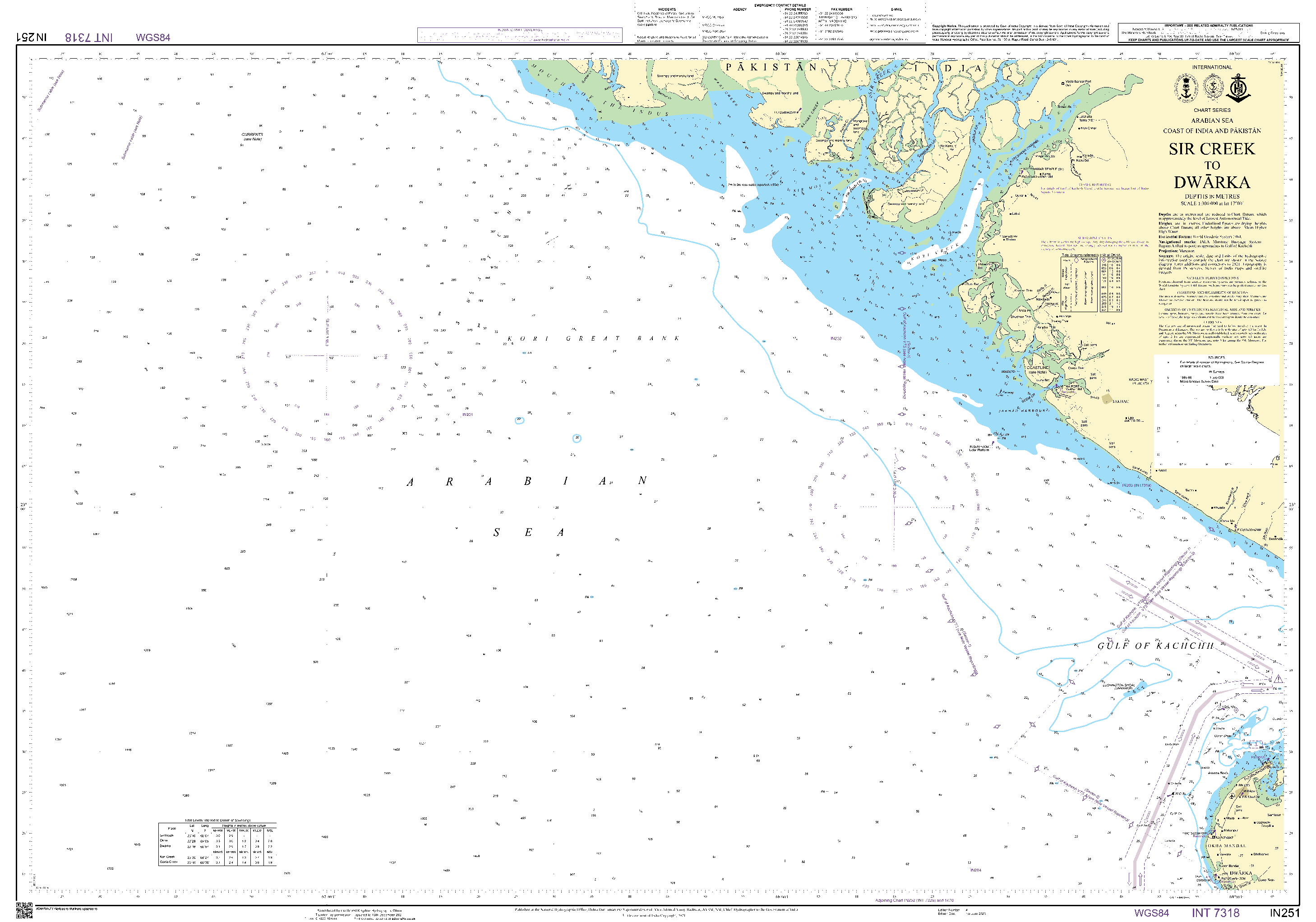 British Admiralty Nautical Chart IN251: Sir Creek to Dwarka