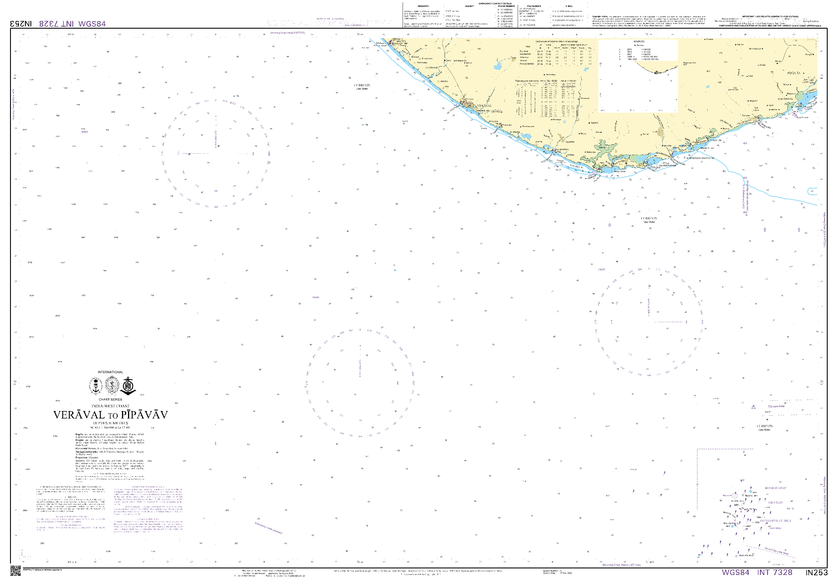 British Admiralty Nautical Chart IN253: Veraval to Pipavav