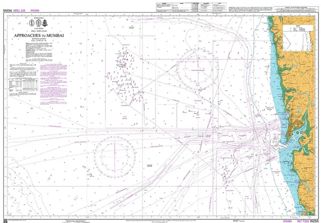 British Admiralty Nautical Chart IN255: Approaches to Mumbai