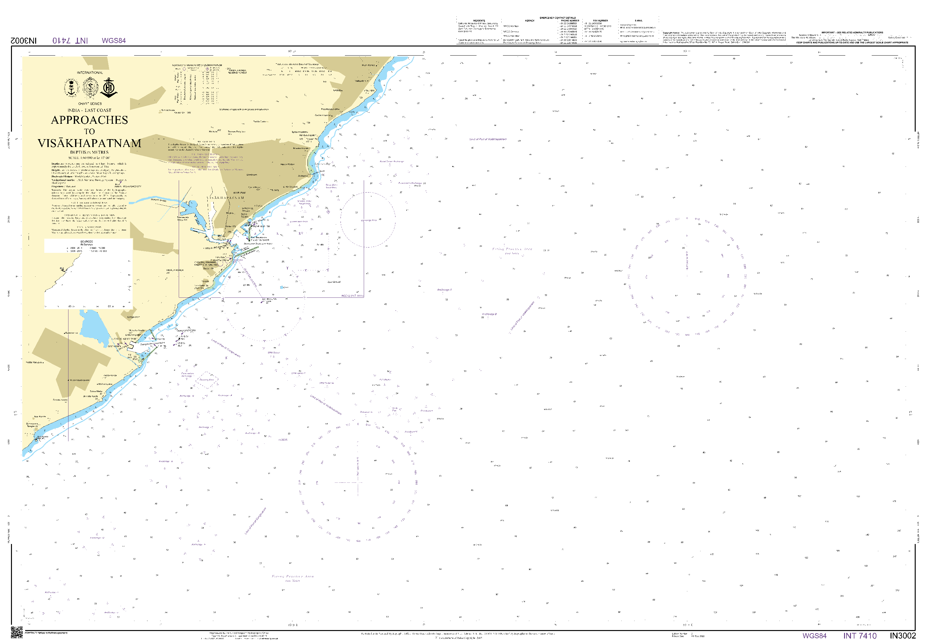British Admiralty Nautical Chart IN3002: Approaches to Visakhapatnam