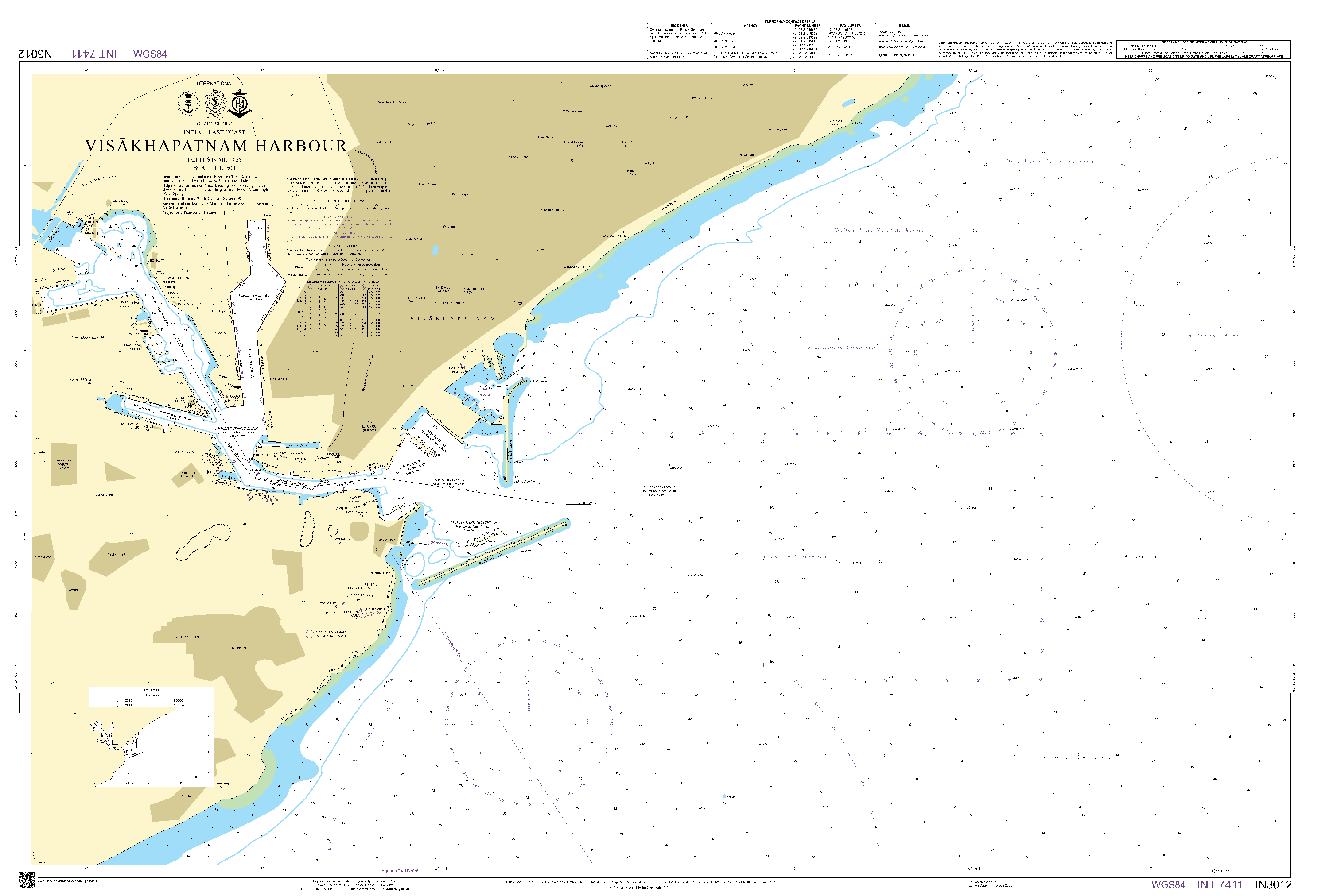 British Admiralty Nautical Chart IN3012: Visakhapatnam Harbour
