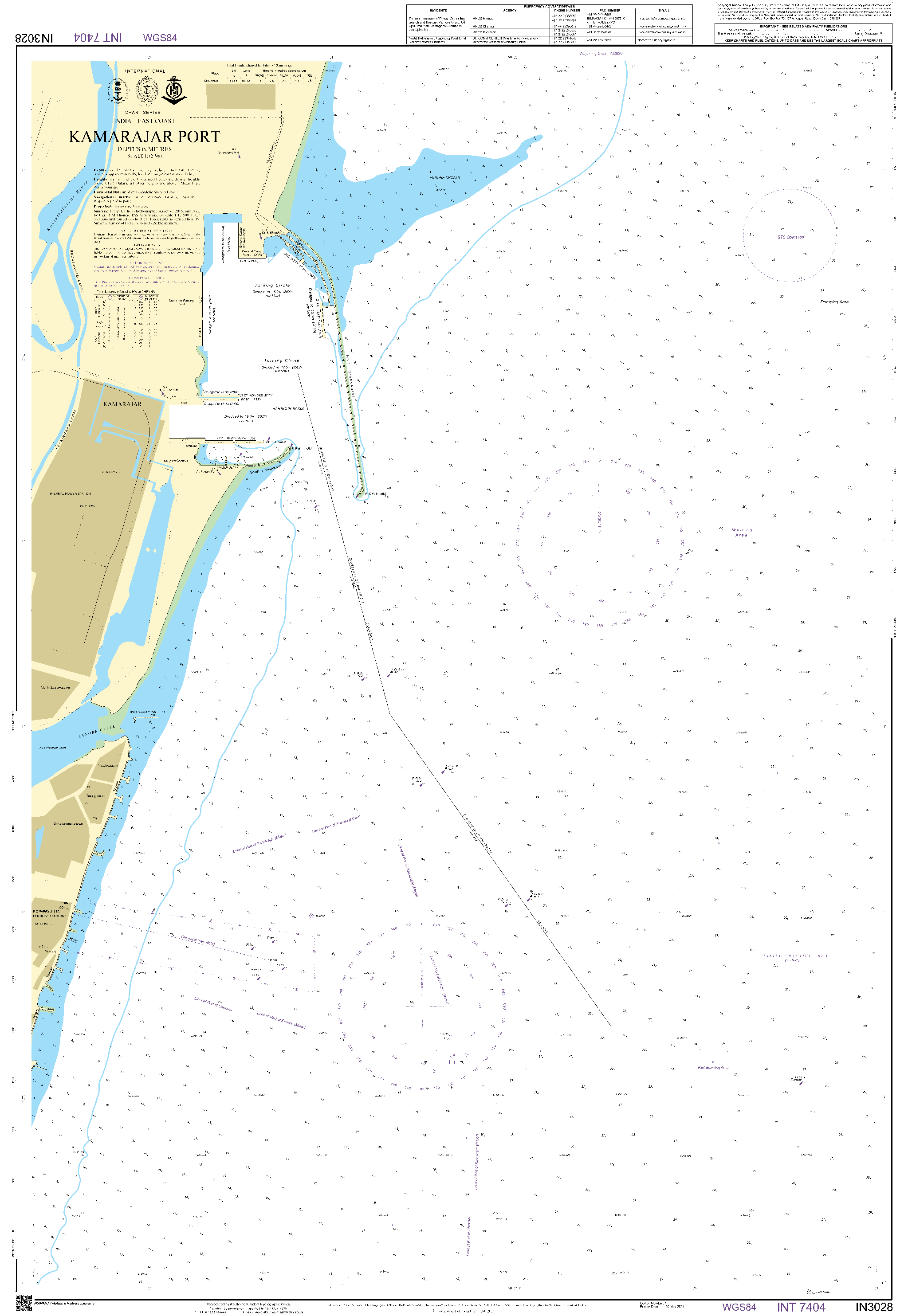 British Admiralty Nautical Chart IN3028: Kamarajar Port (Ennore)
