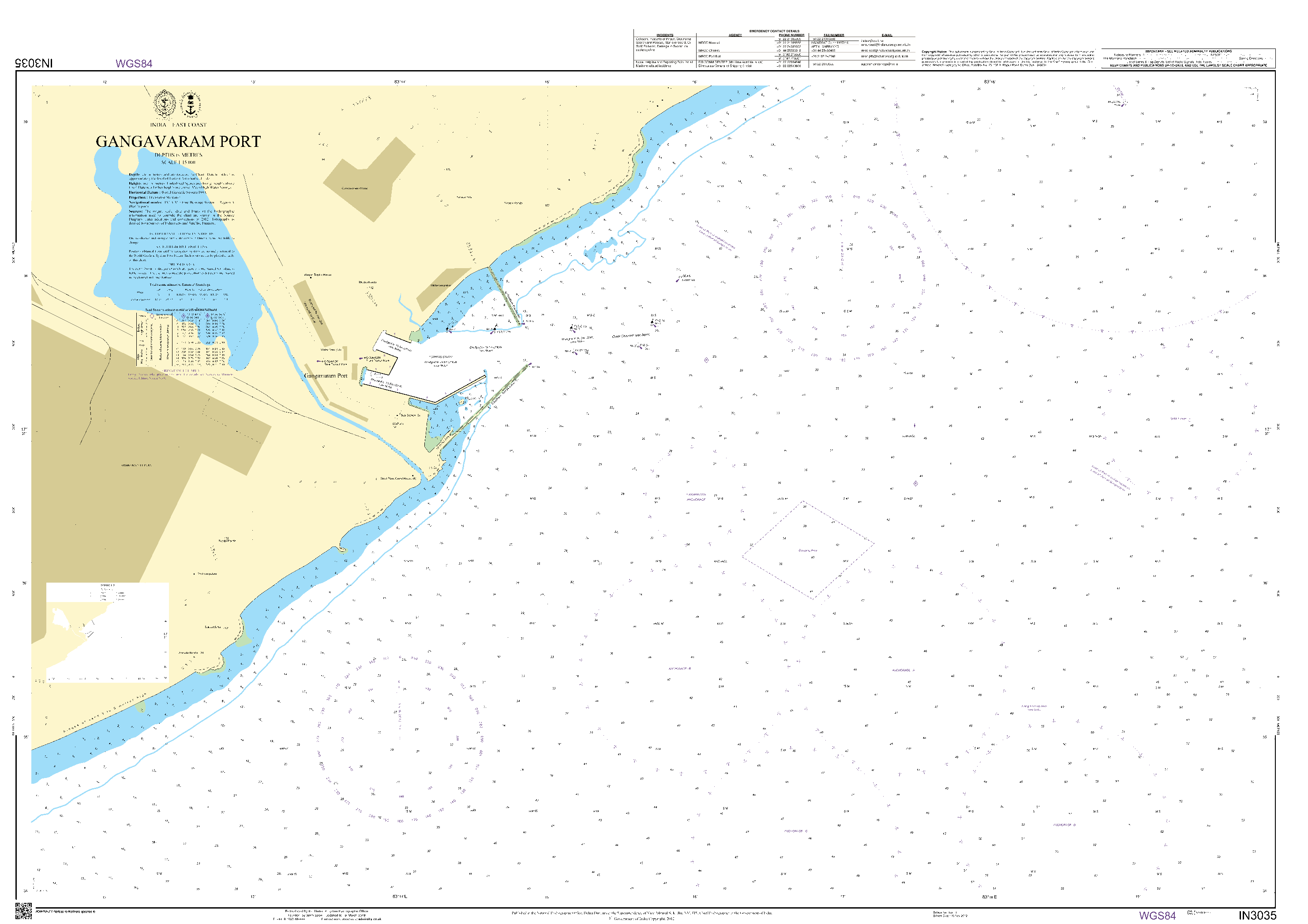 British Admiralty Nautical Chart IN3035: Gangavaram Port