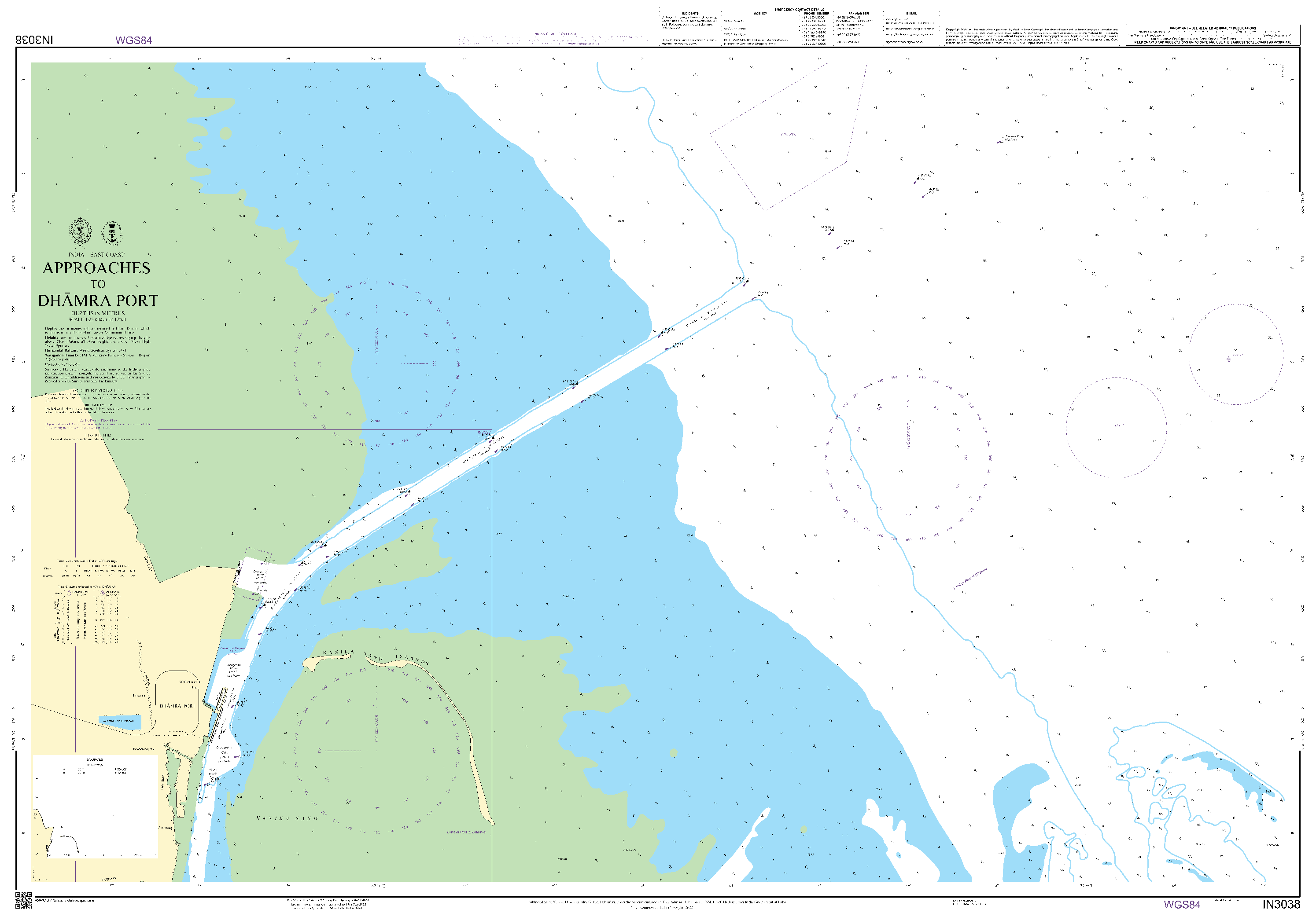 British Admiralty Nautical Chart IN3038: Approaches to Dhamra Port