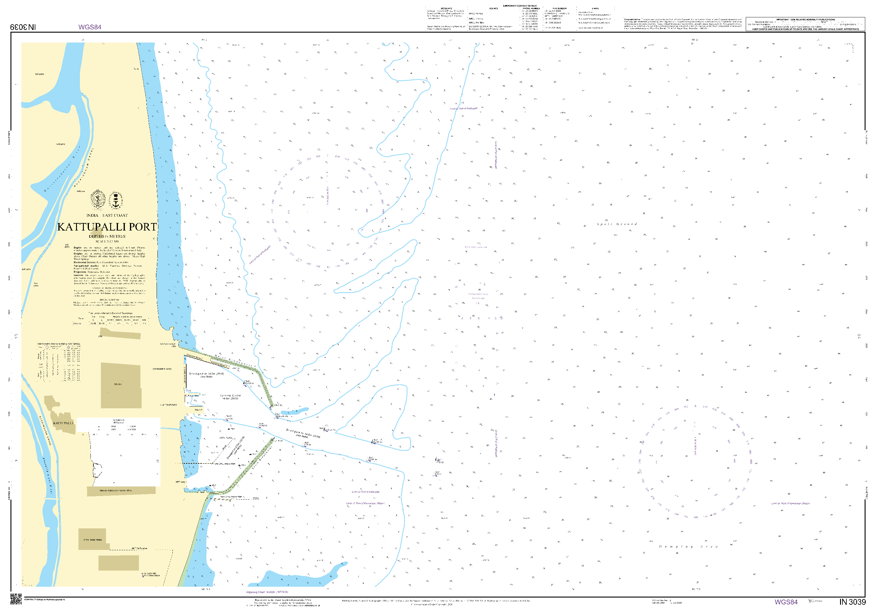 British Admiralty Nautical Chart IN3039: Kattupalli Port