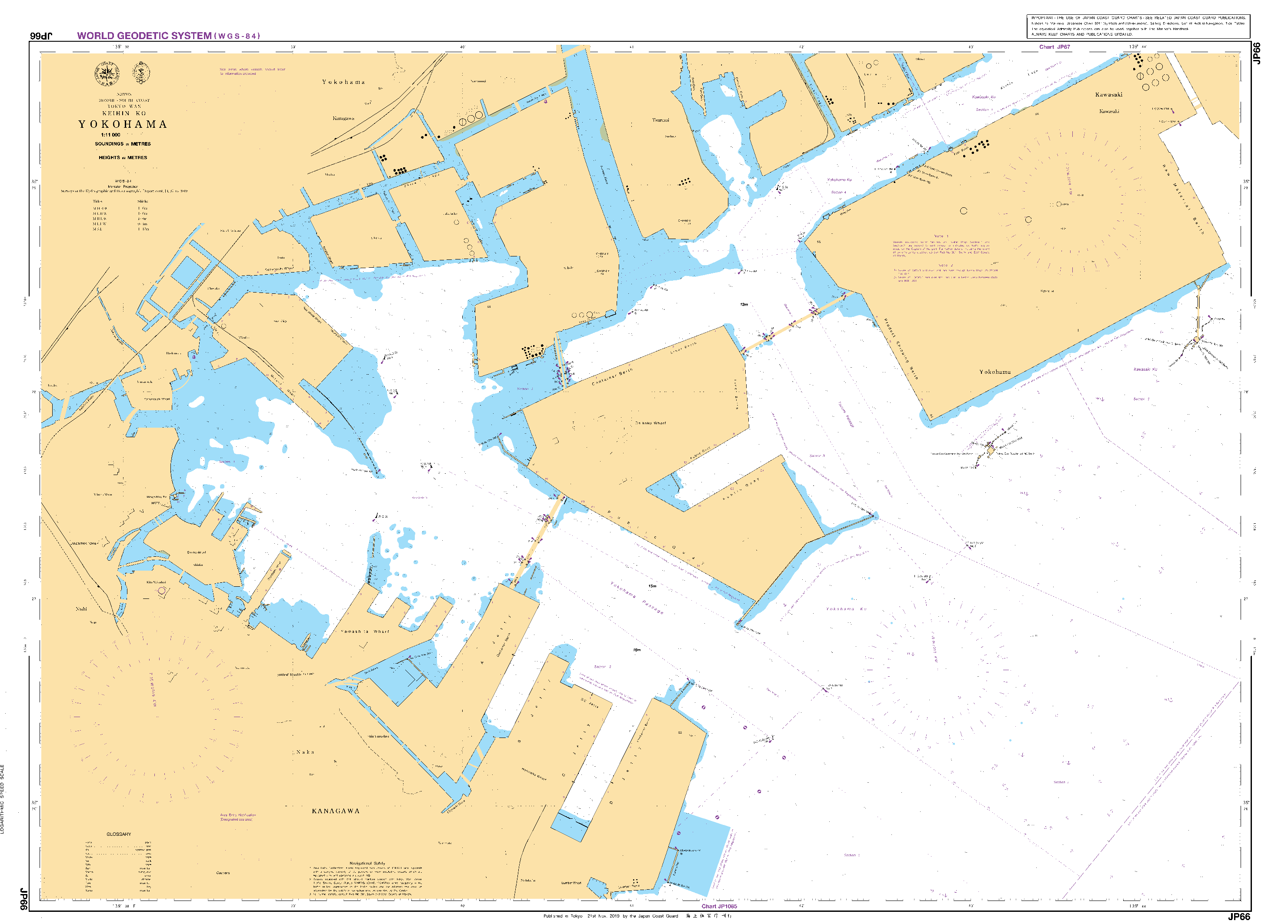British Admiralty Nautical Chart JP66: Nippon, Honshu – South Coast, Tokyo Wan, Keihin Ko, Yokohama