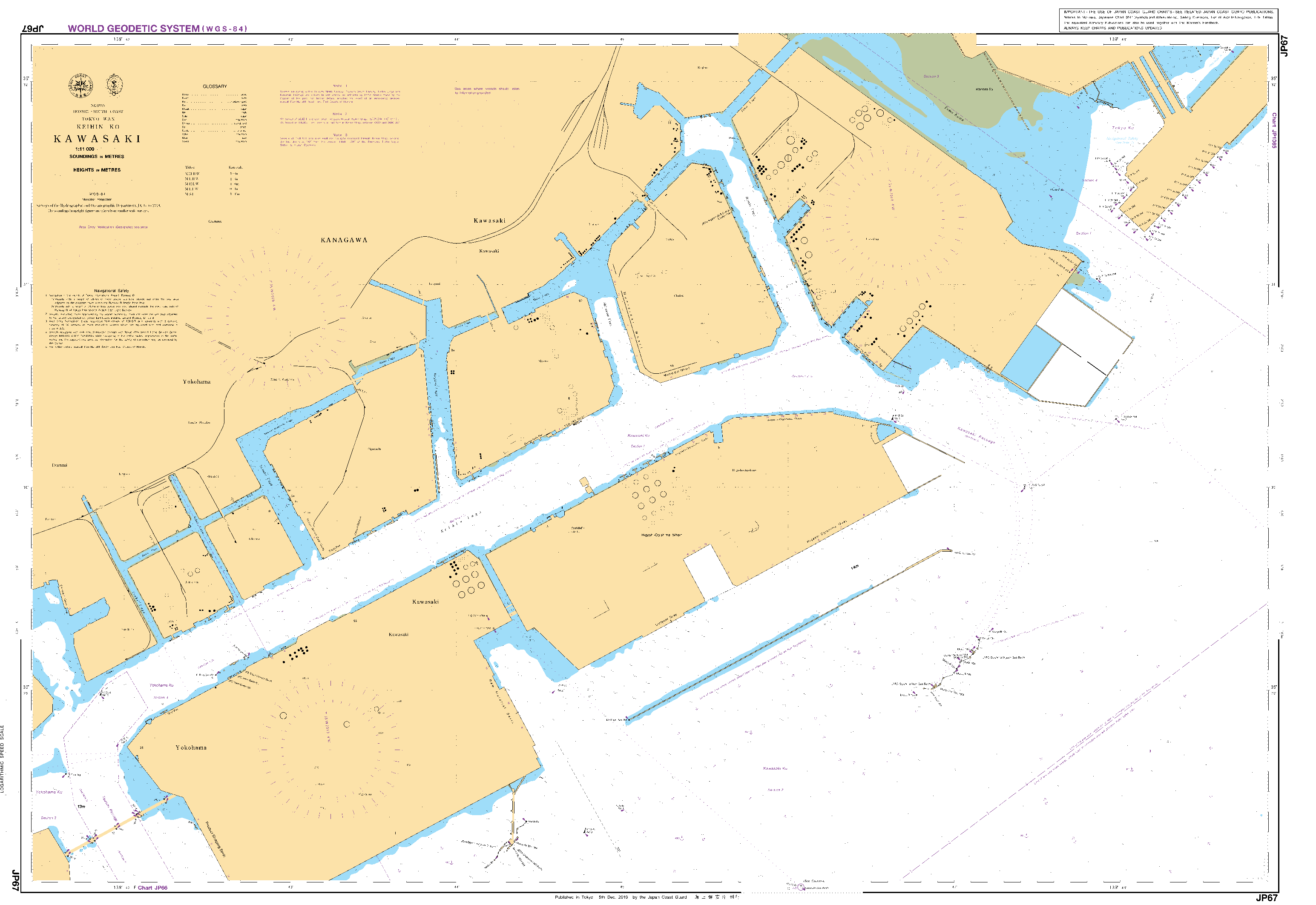 British Admiralty Nautical Chart JP67: Nippon, Honshu – South Coast, Tokyo Wan, Keihin Ko, Kawasaki