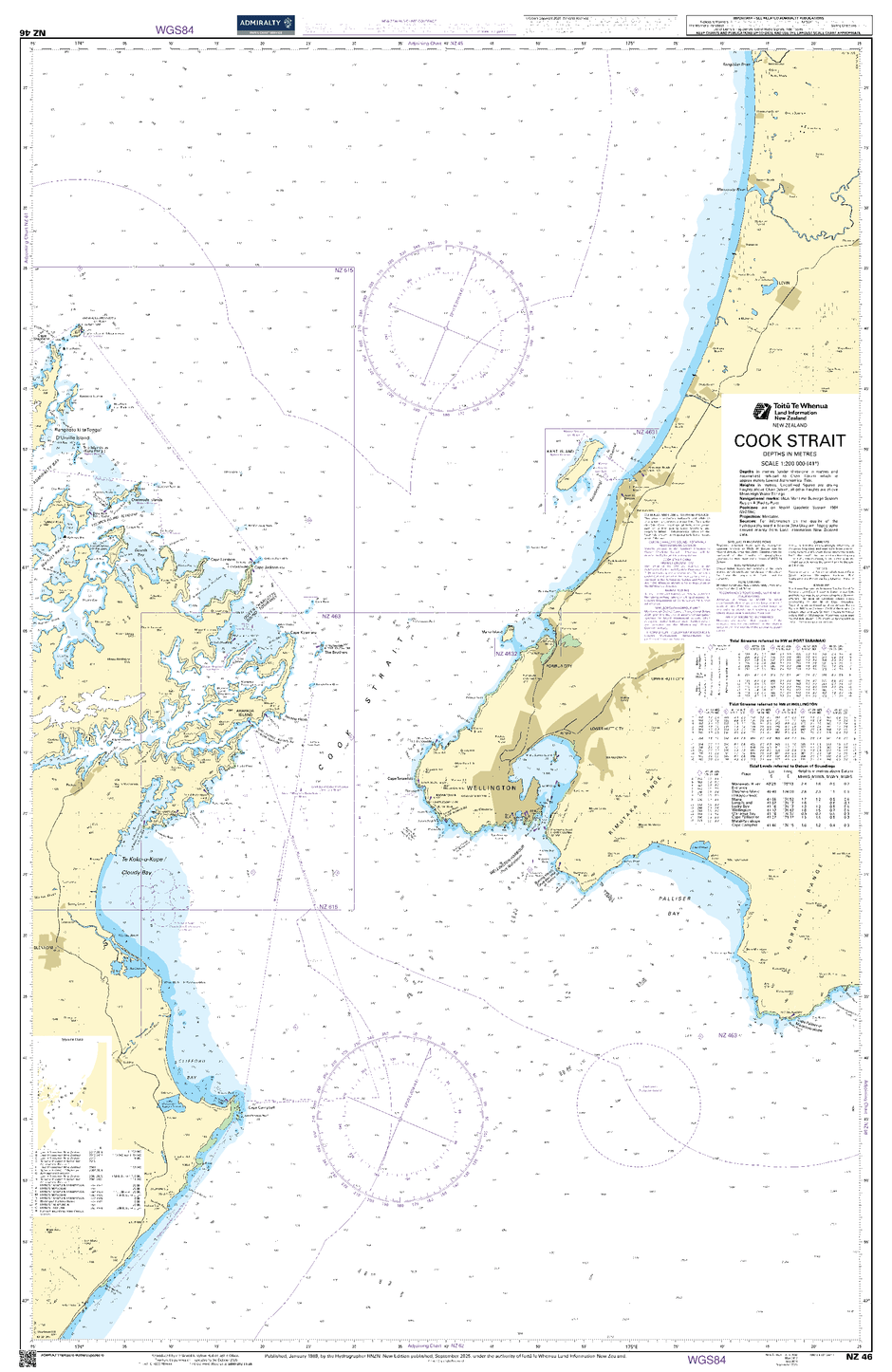 British Admiralty Nautical Chart NZ46: Cook Strait - Amnautical