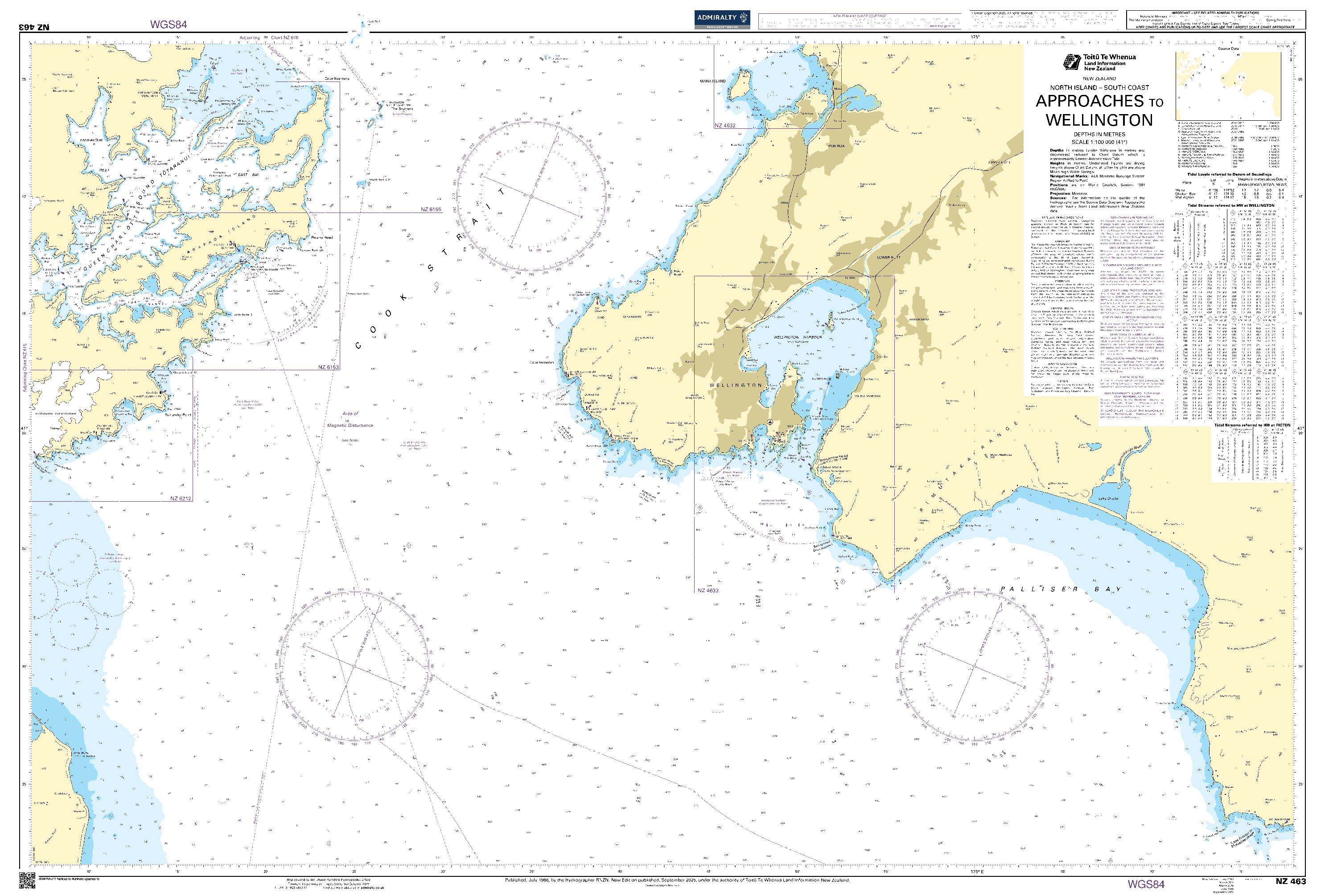 British Admiralty Nautical Chart NZ463: Approaches to Wellington