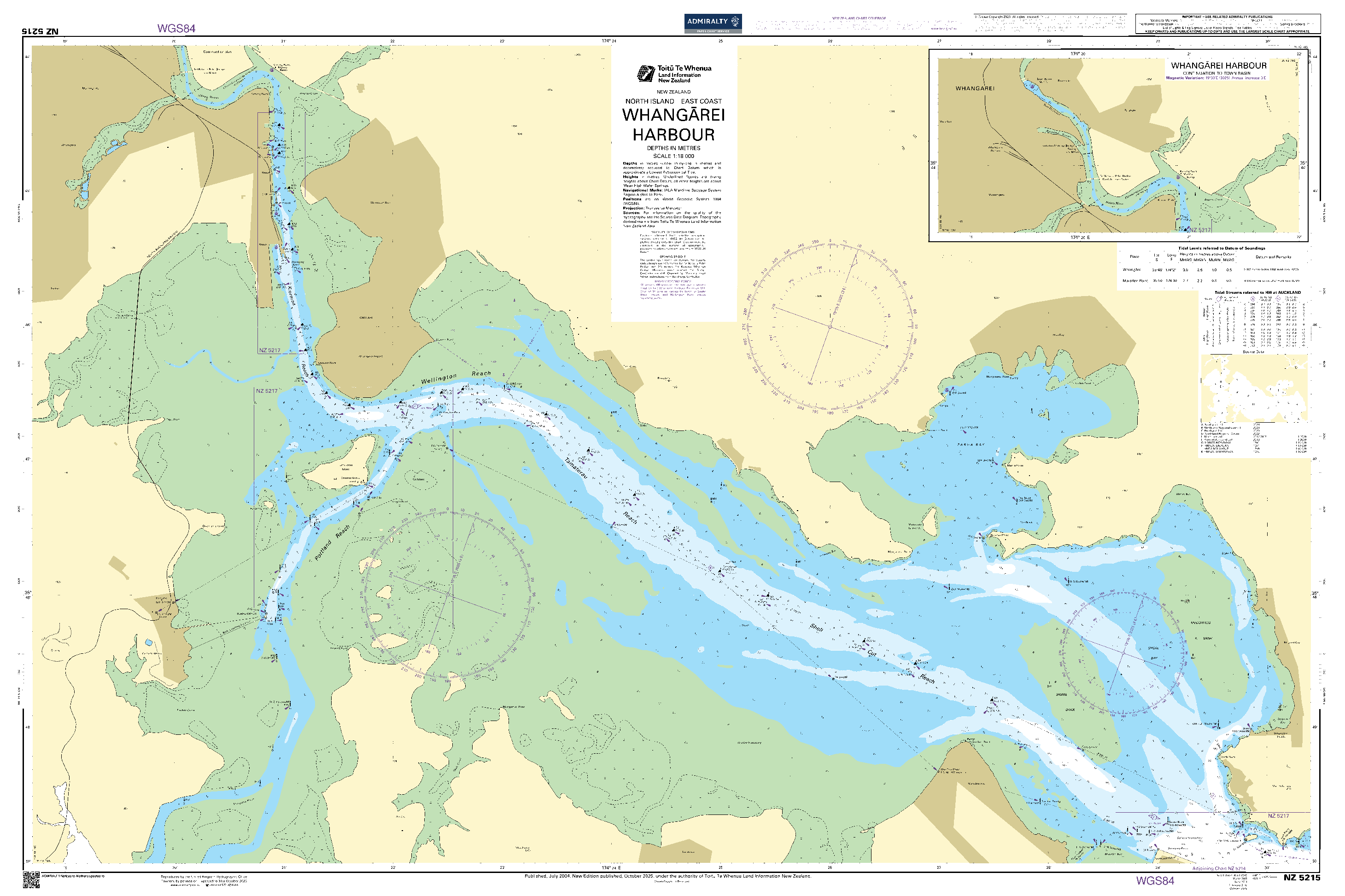 British Admiralty Nautical Chart NZ5215: Whangarei Harbour