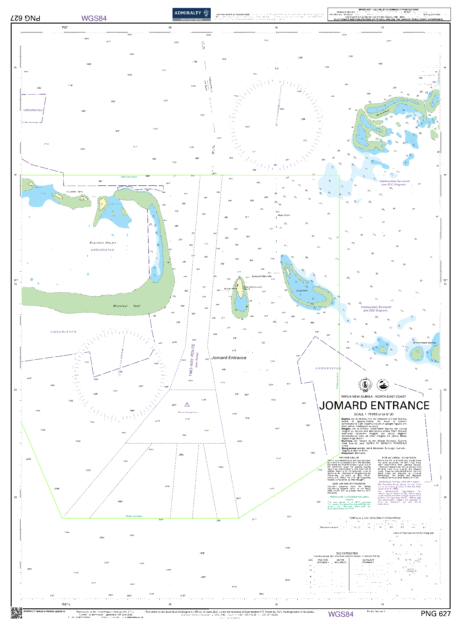 British Admiralty Nautical Chart PNG 627: Jomard Entrance