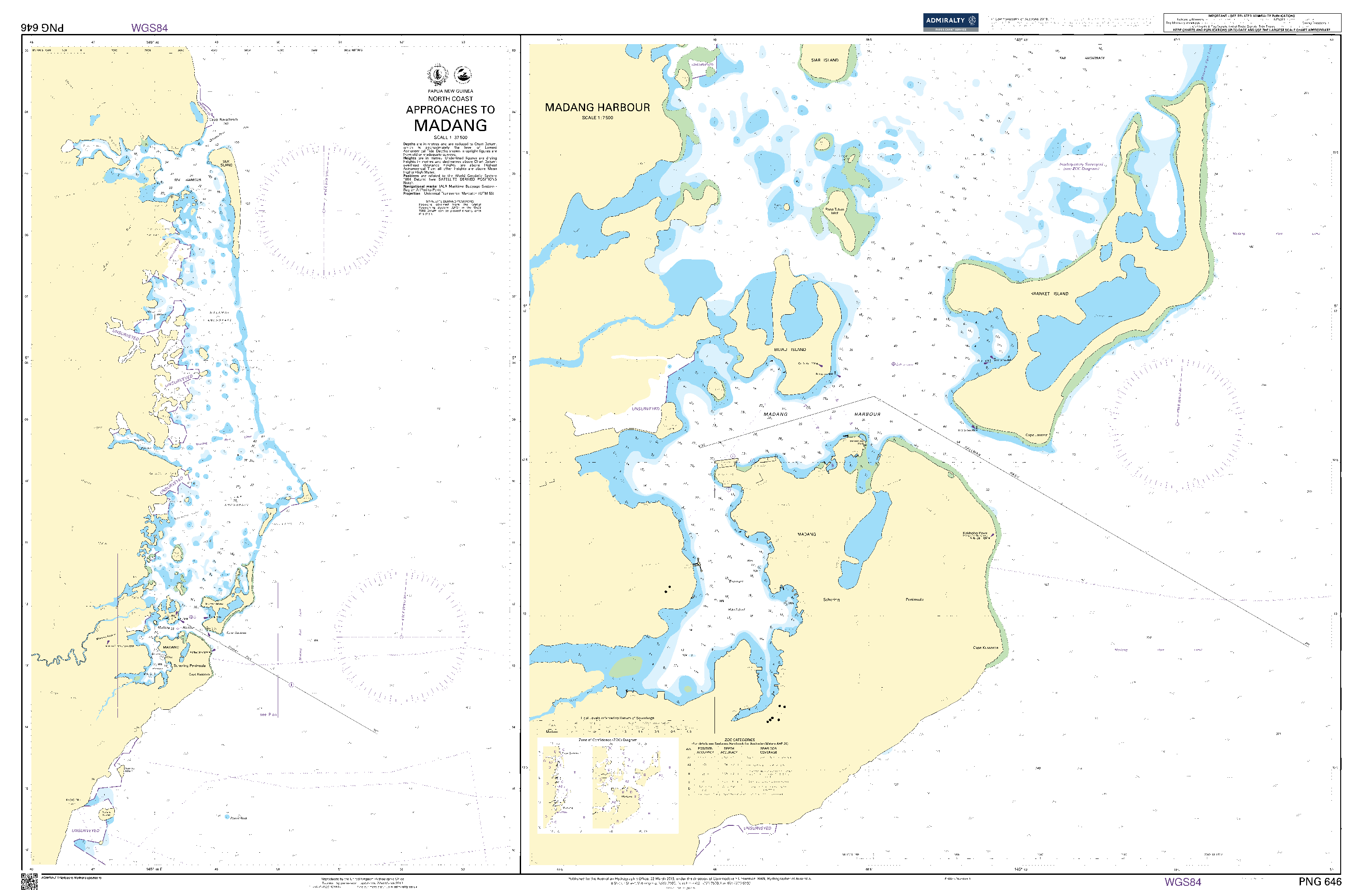 British Admiralty Nautical Chart PNG 646: Approaches to Madang