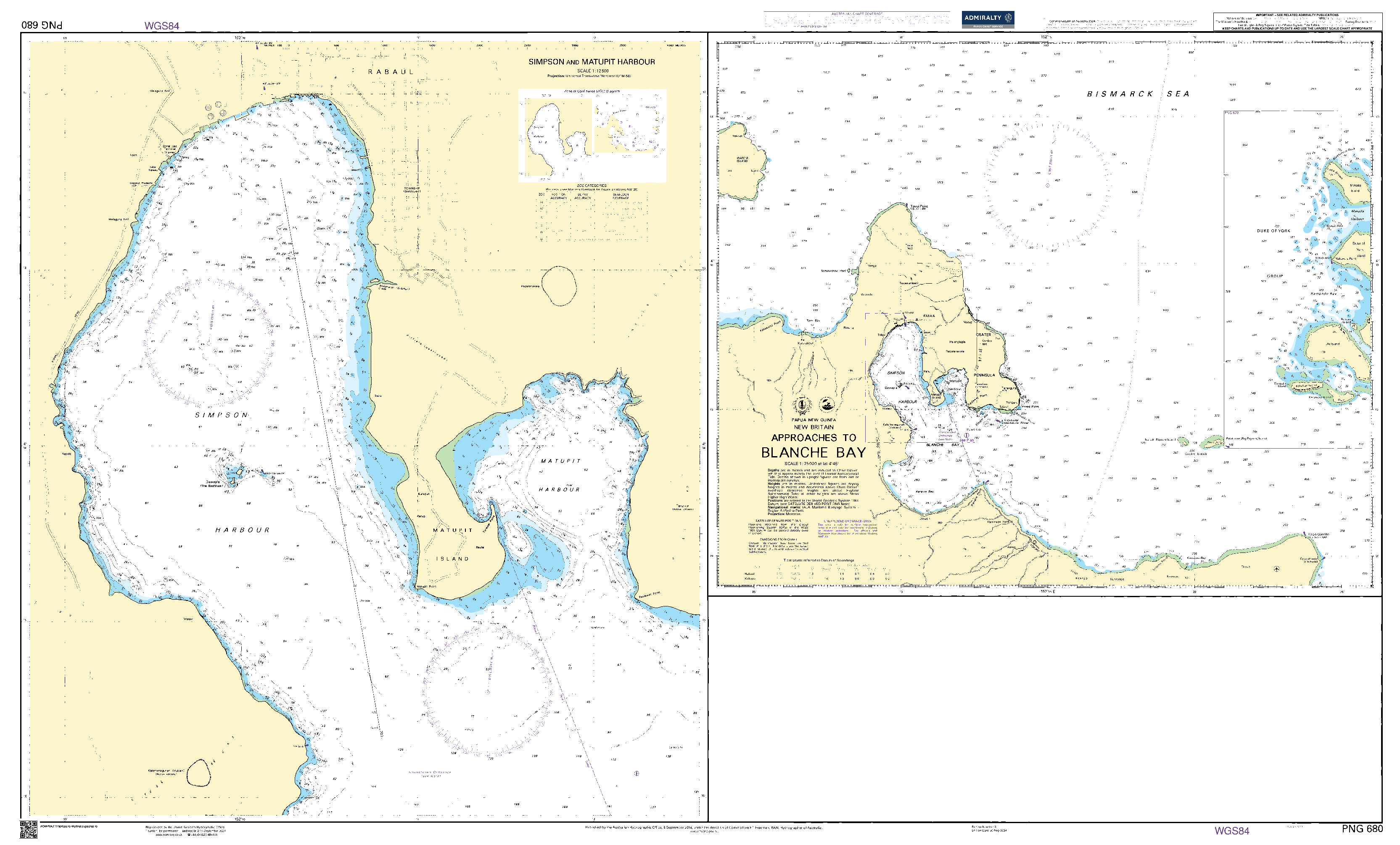 British Admiralty Nautical Chart PNG 680: Approaches to Blanche Bay