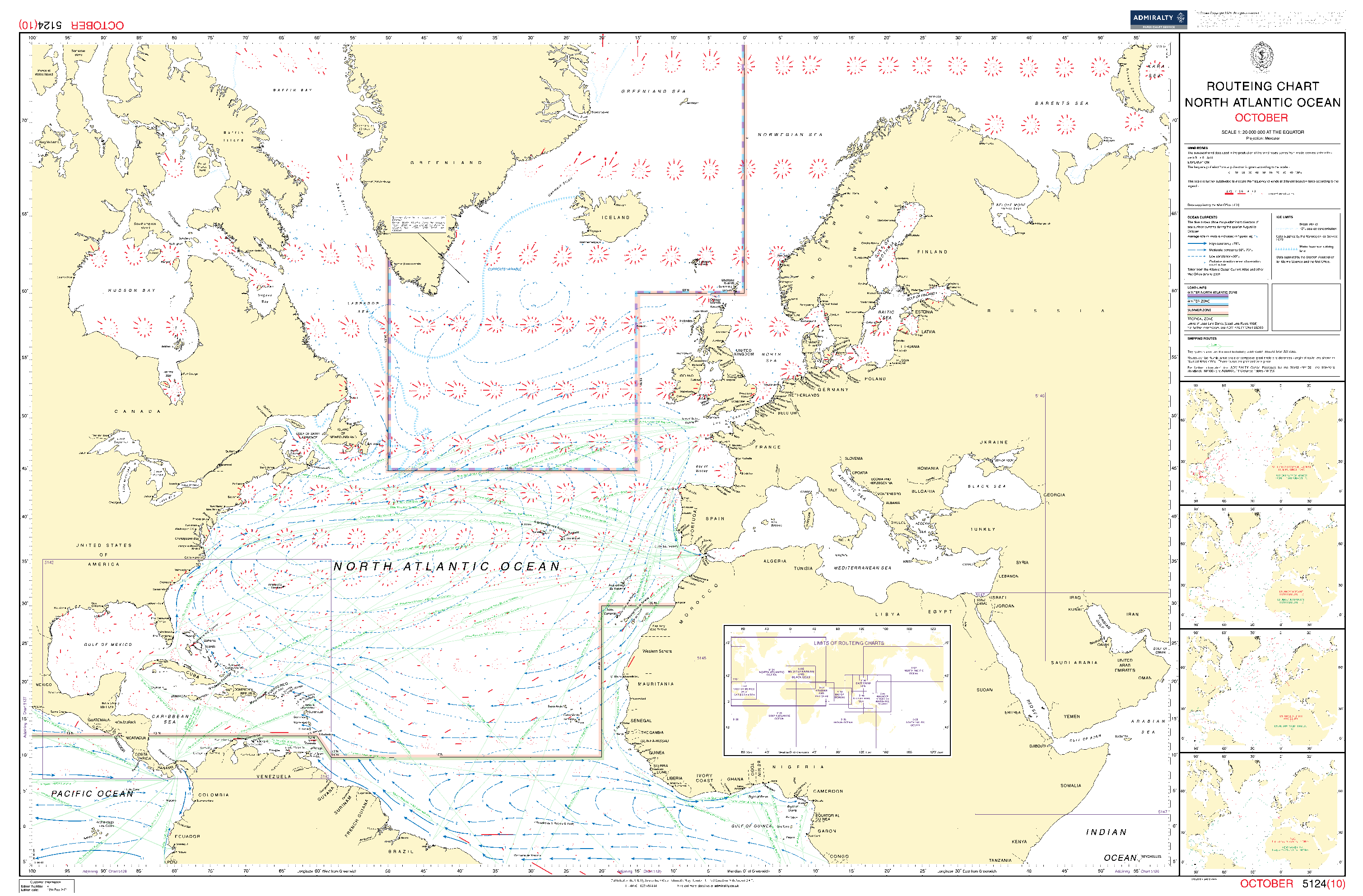 British Admiralty Routeing Chart 5124: North Atlantic Ocean