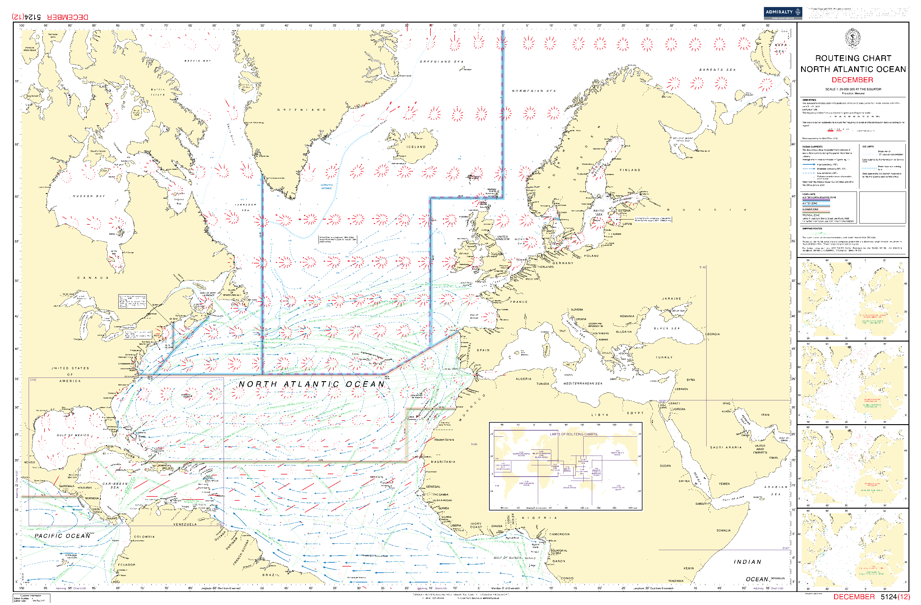 British Admiralty Routeing Chart 5124: North Atlantic Ocean